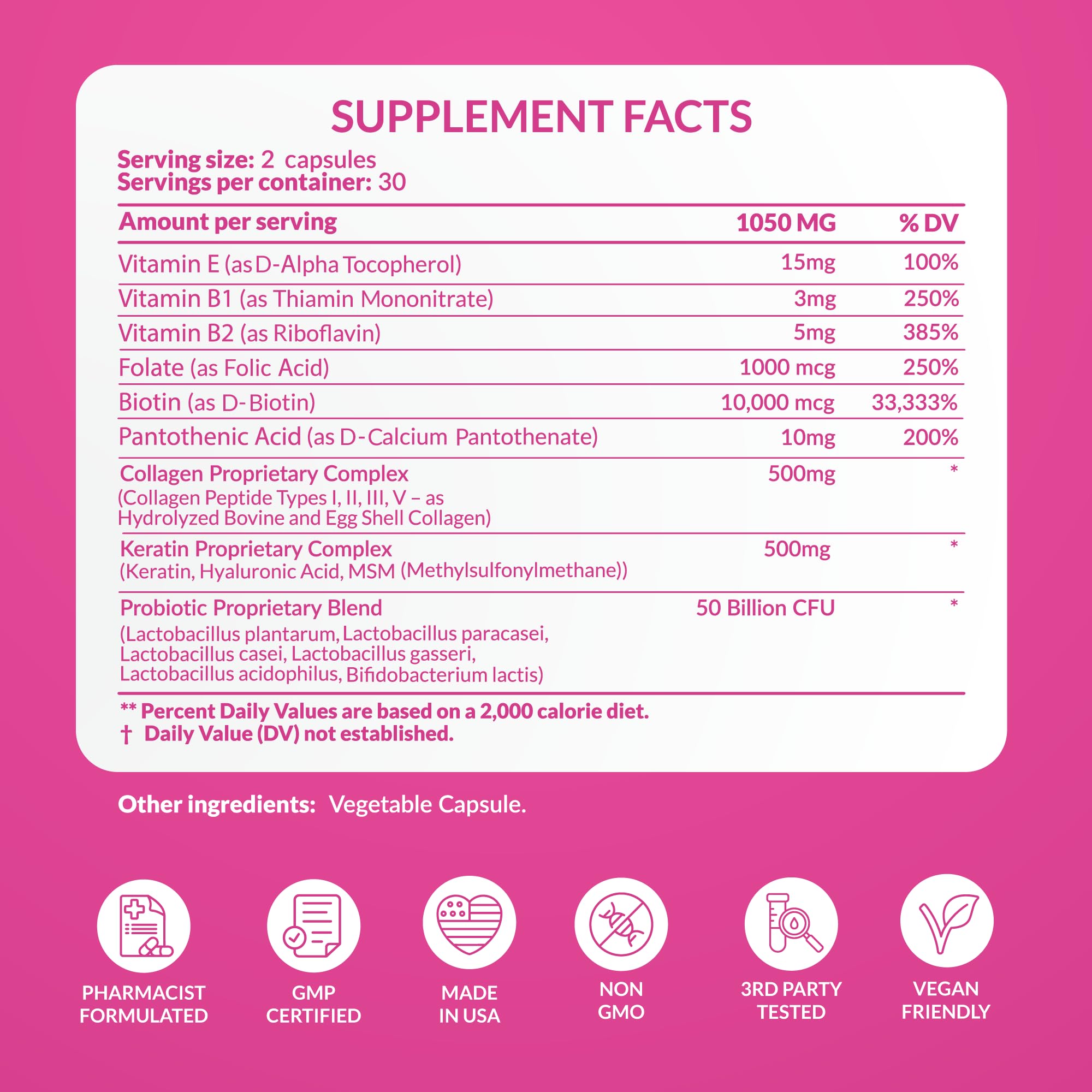 ADVANCED Women's Probiotics for Gut Health - Hair, Skin, & Nails Vitamins Support - 50 Billion CFU w/ Collagen, Biotin & Keratin - Probiotic Supplement for Digestive Health & Bloating Relief, USA-Made PharmaSuppsAu supplements