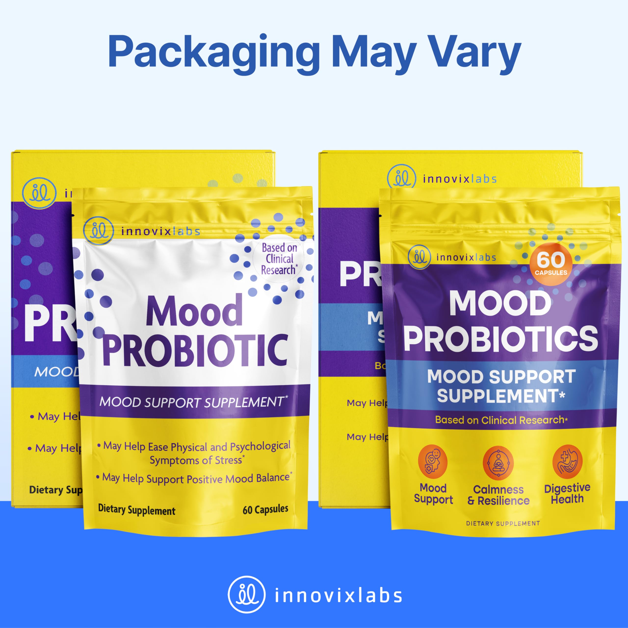 InnovixLabs Mood Probiotic for Women & Men, Clinically Studied Digestive & Mood Support Supplement, Lactobacillus helveticus Rosell-52ND & Bifidobacterium longum Rosell-175, 60 Capsules InnovixLabsAu supplements