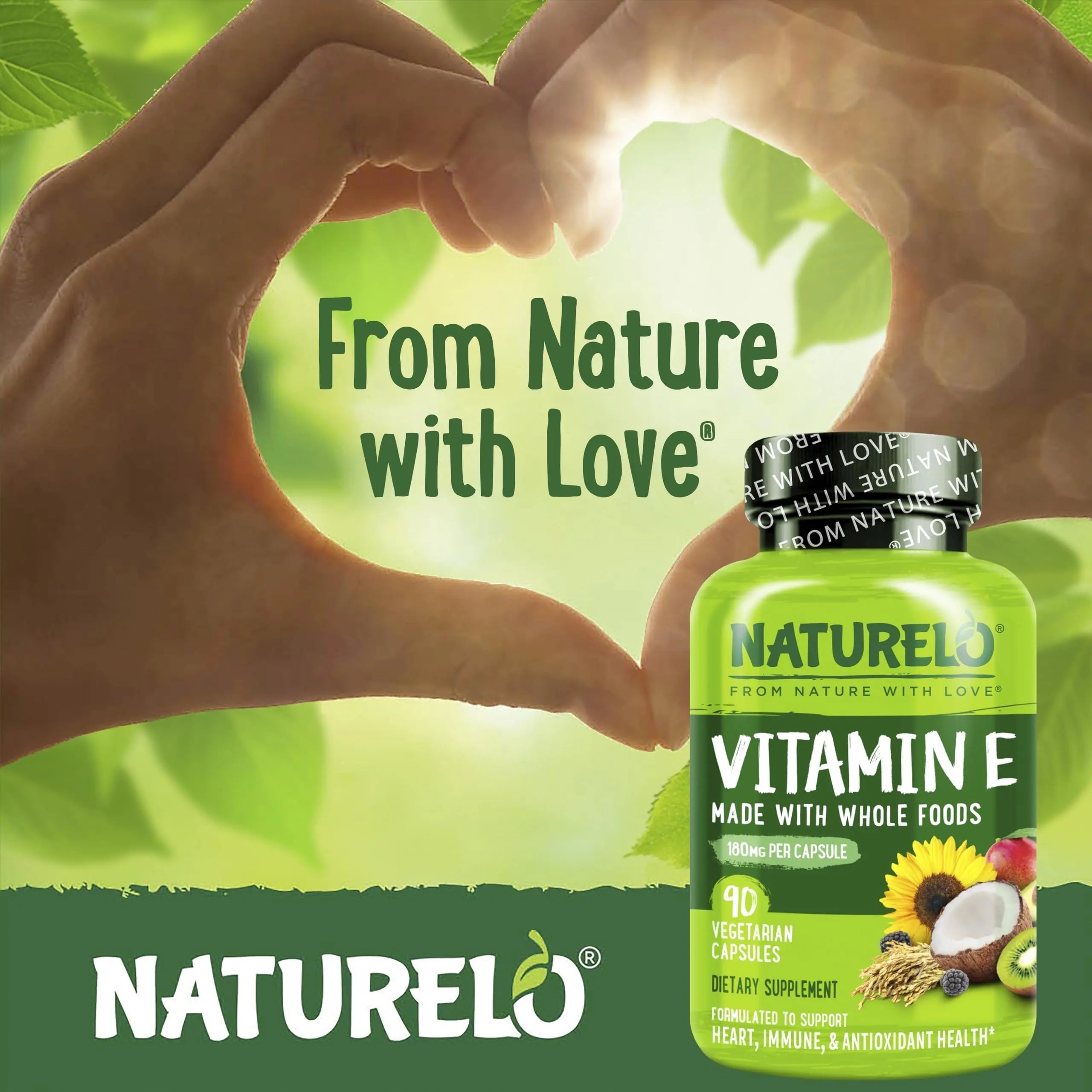 NATURELO Vitamin E Capsules 180 mg - 90 Vegan Capsules | Supports Skin, Hair, and Nails | Immune and Eye Health | NATURELOAu supplements