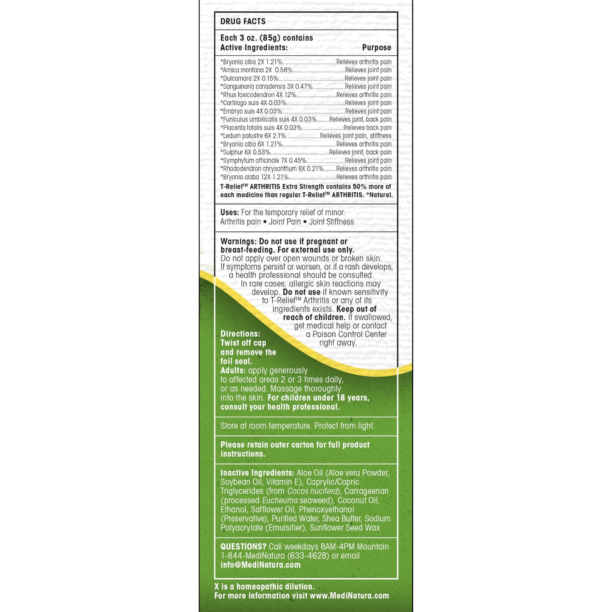 T-Relief Extra Strength Arthritis Cream Arnica +12 Pain Relieving Natural Medicines Help Soothe Soreness Stiffness Aches & Pains in Joints Naturally - 3 oz MediNaturaAu supplements