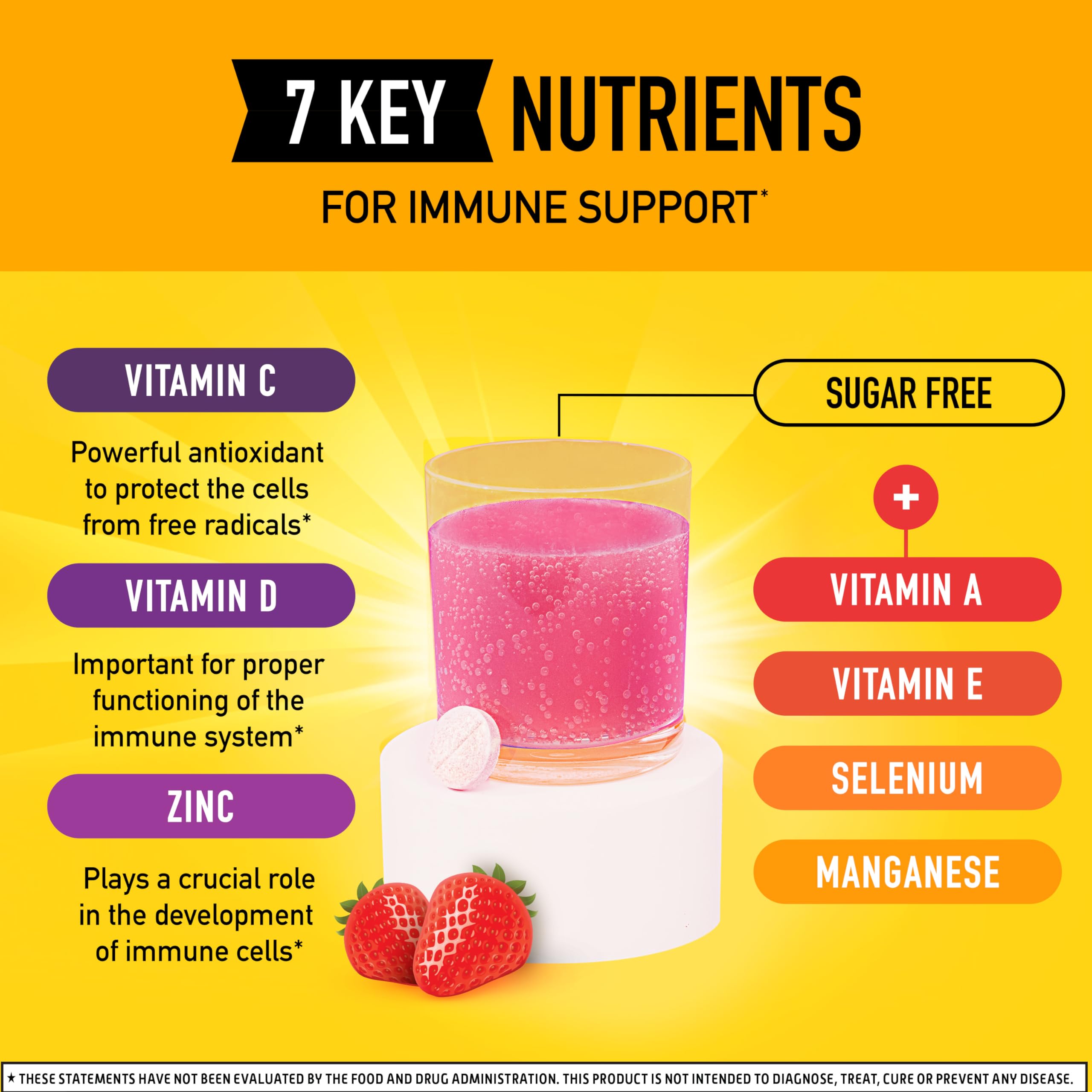 Vitamin C 1000mg (per serving) - Airborne Very Berry Effervescent Tablets (36 count in a box), Gluten-Free Immune Support Supplement, With Vitamins A C E, ZINC, Selenium, Echinacea & Ginger AirborneAu supplements