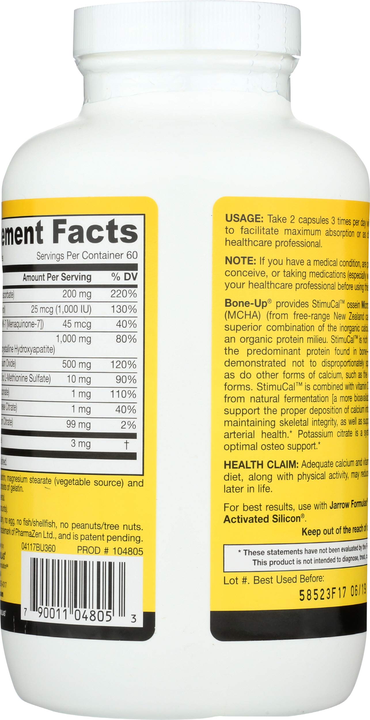 Jarrow Formulas BoneUp for Bone Density - Vitamin D3 and K2, Calcium Support, 360 Capsules, Promotes Skeletal Nutrition, Up to 60 Days Supply Jarrow FormulasAu supplements
