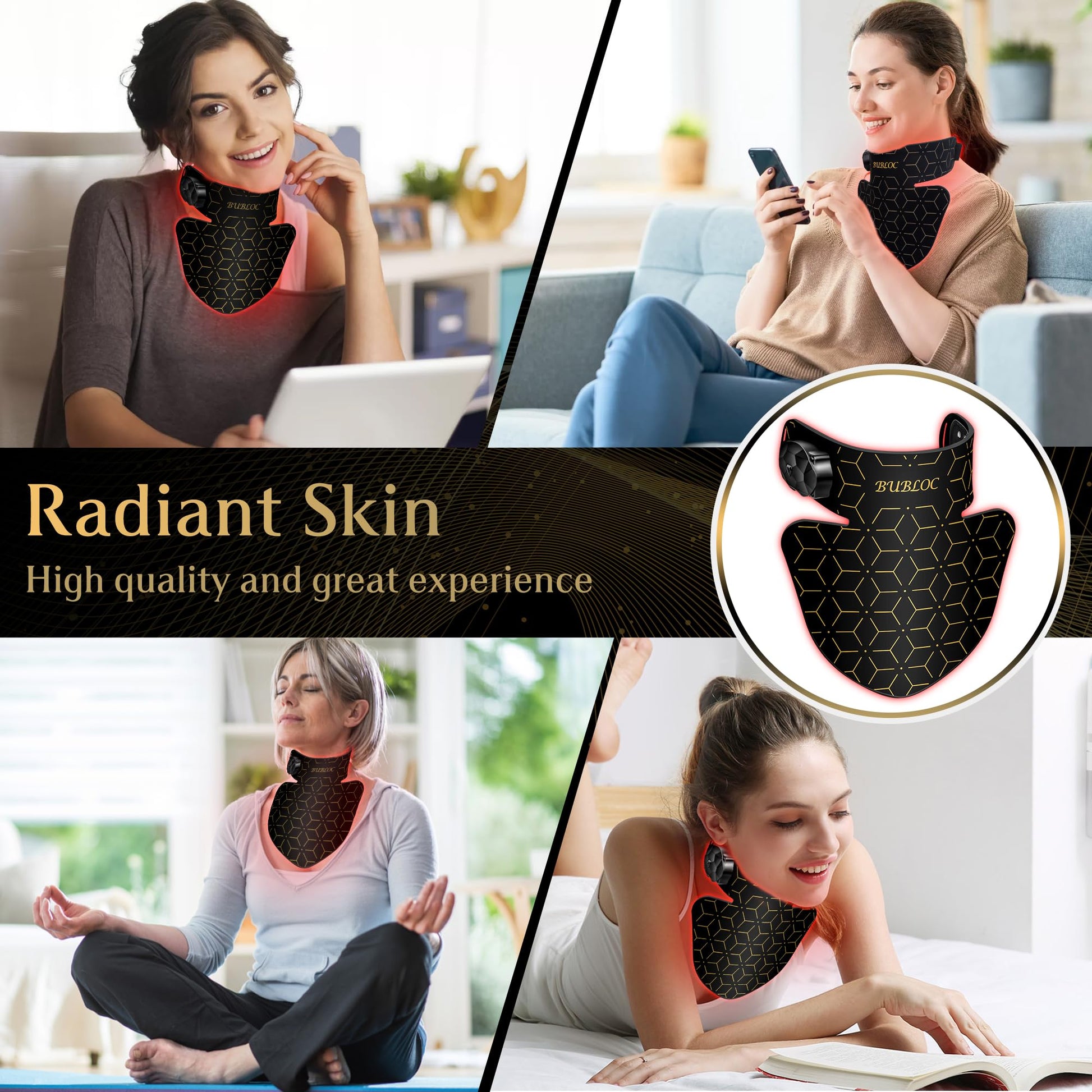 Upgraded Red Light Therapy Mask for Neck & Décolleté, 850 nm Wireless Infrared Light Therapy Suitable BUBLOCAu supplements