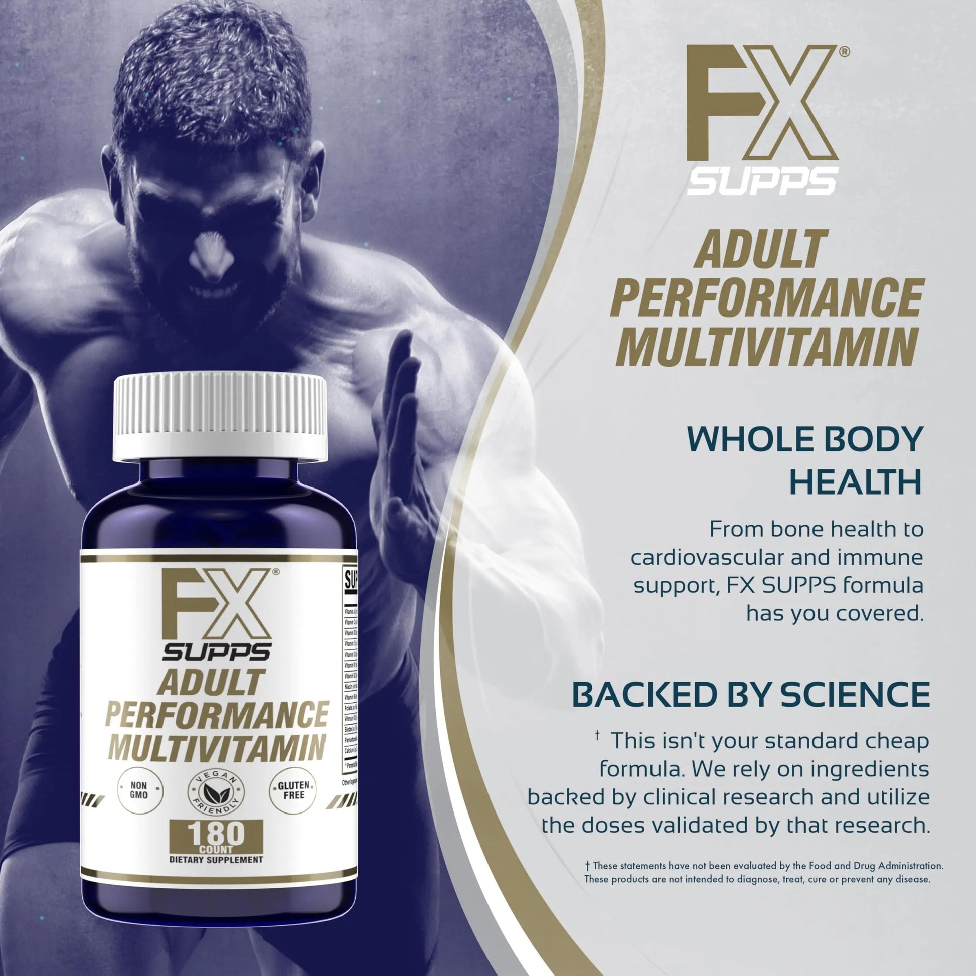 FXSUPPS Performance Multi-Vitamin with Amino Acids, Beta-Alanine and L-Carnitine, Enhanced Performance and Recovery, 180 Tablets FXSUPPSAu supplements