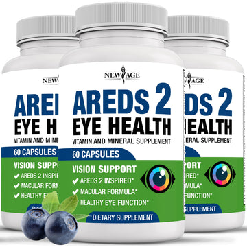 NEW AGE AREDS 2 Eye Vitamins - Lutein, Zeaxanthin, Bilberry, Astaxanthin Mineral Vision Supplement - 180 Count NEW AGEAu supplements