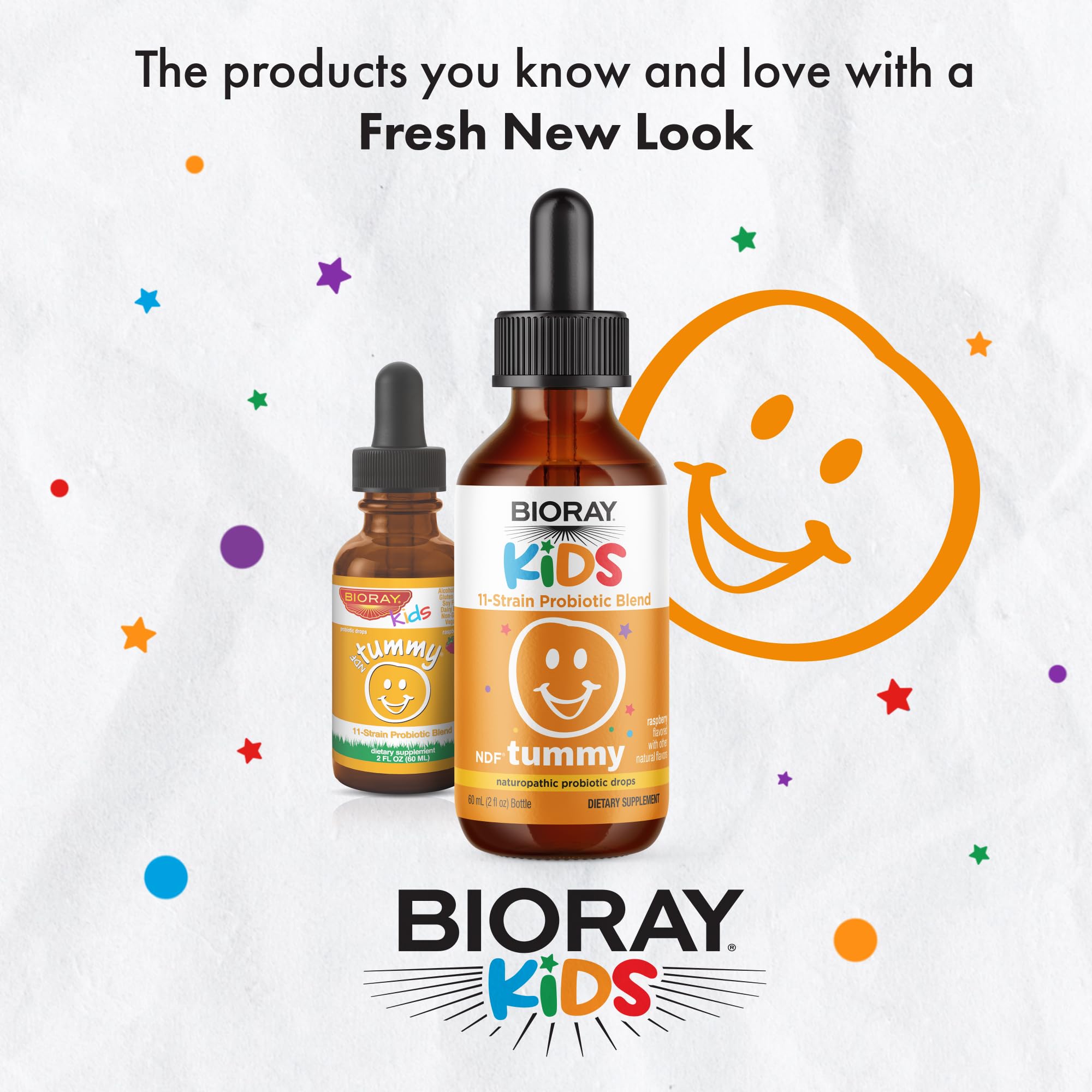 BIORAY Kids NDF Tummy, Raspberry - 4 fl oz (120 mL) - 11-Strain Probiotic Blend - Supports the Immune Response in the GI Tract - Non-GMO, Vegan, Gluten Free - Approx. 120 Servings BIORAYAu supplements