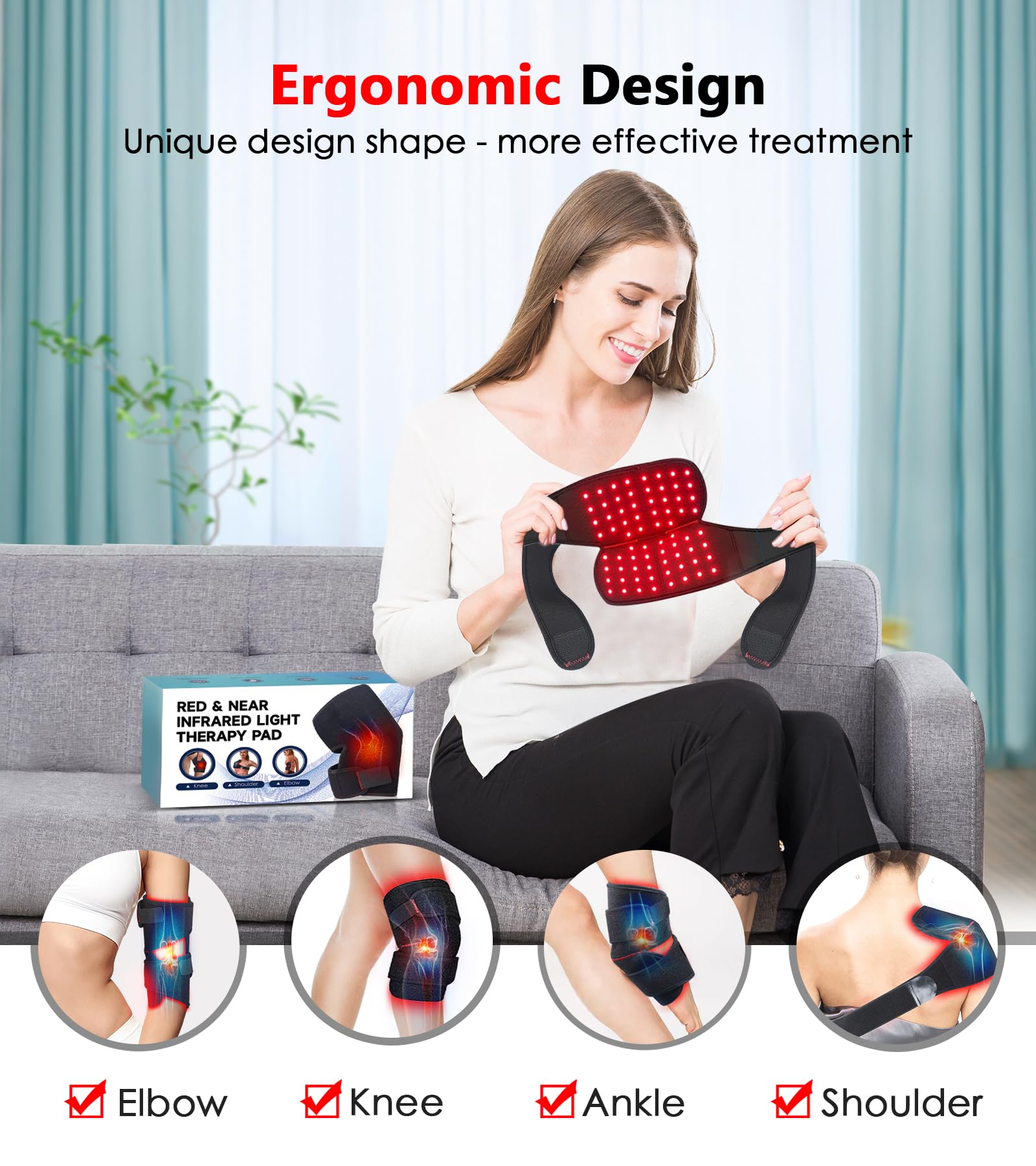 Red Light Therapy for Knee, Infrared Red Light Therapy Device Wrap Belt with 660nm Red Light RUISQMAu supplements