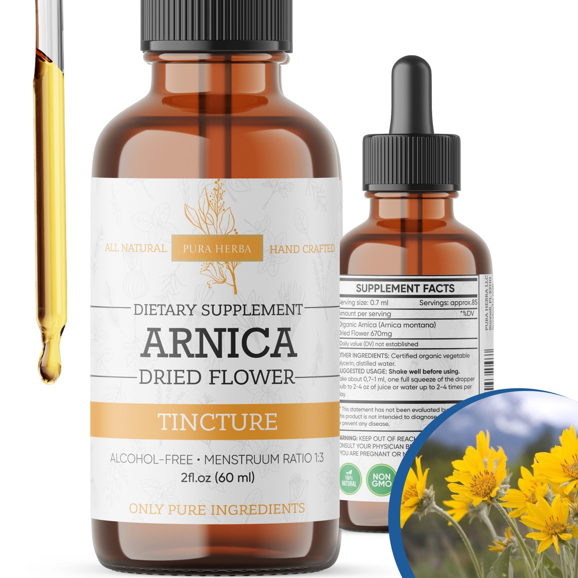 Pura Herba Arnica Liquid Extract – Alcohol-Free, Vegan, Supports Muscle Recovery & Joint Comfort, Fast-Absorbing Tincture, Made in USA – 2 Fl Oz Pura HerbaAu supplements