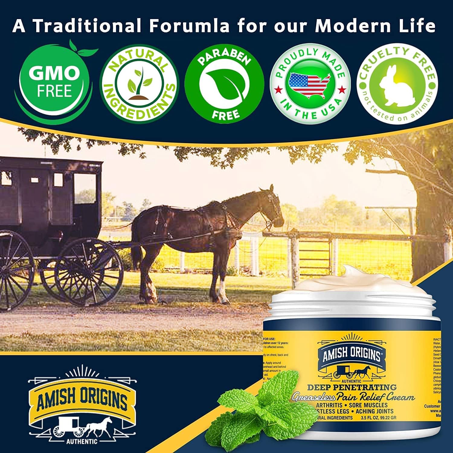 Amish Origins Arthritis Pain Relief Cream - 7 oz - Maximum Strength Deep Penetrating for Joint, Muscle, Knee, Back, Feet, Hand, Ankle, Aches, Neuropathy Amish OriginsAu supplements