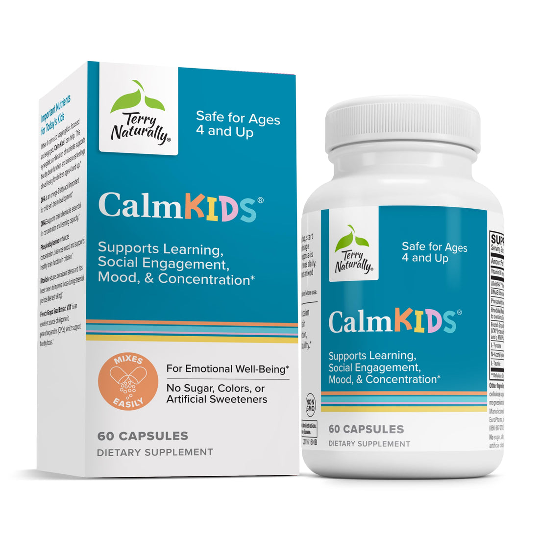 Terry Naturally Calm Kids - Calm Child Supplement - Brain Health for Focus, Memory & Concentration - Attention Supplement for Kids - Support Learning & Concentration - 60 Capsules Terry NaturallyAu supplements