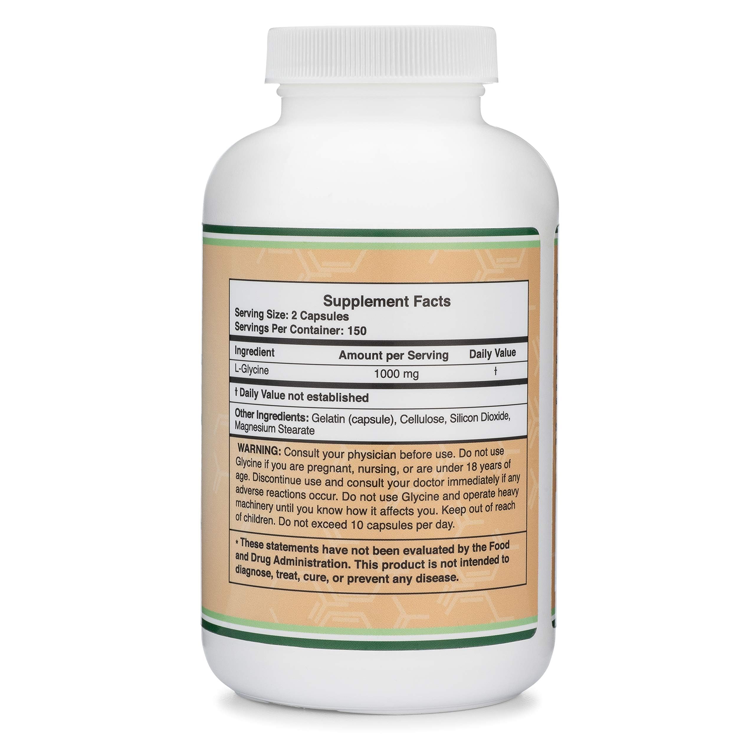 Glycine Supplement - 1,000mg Glycine Powder per Serving (300 Capsules) The Relaxing Amino Acid (Glicina) (Third Party Tested, Gluten Free, Non-GMO) by Double Wood Double Wood SupplementsAu supplements