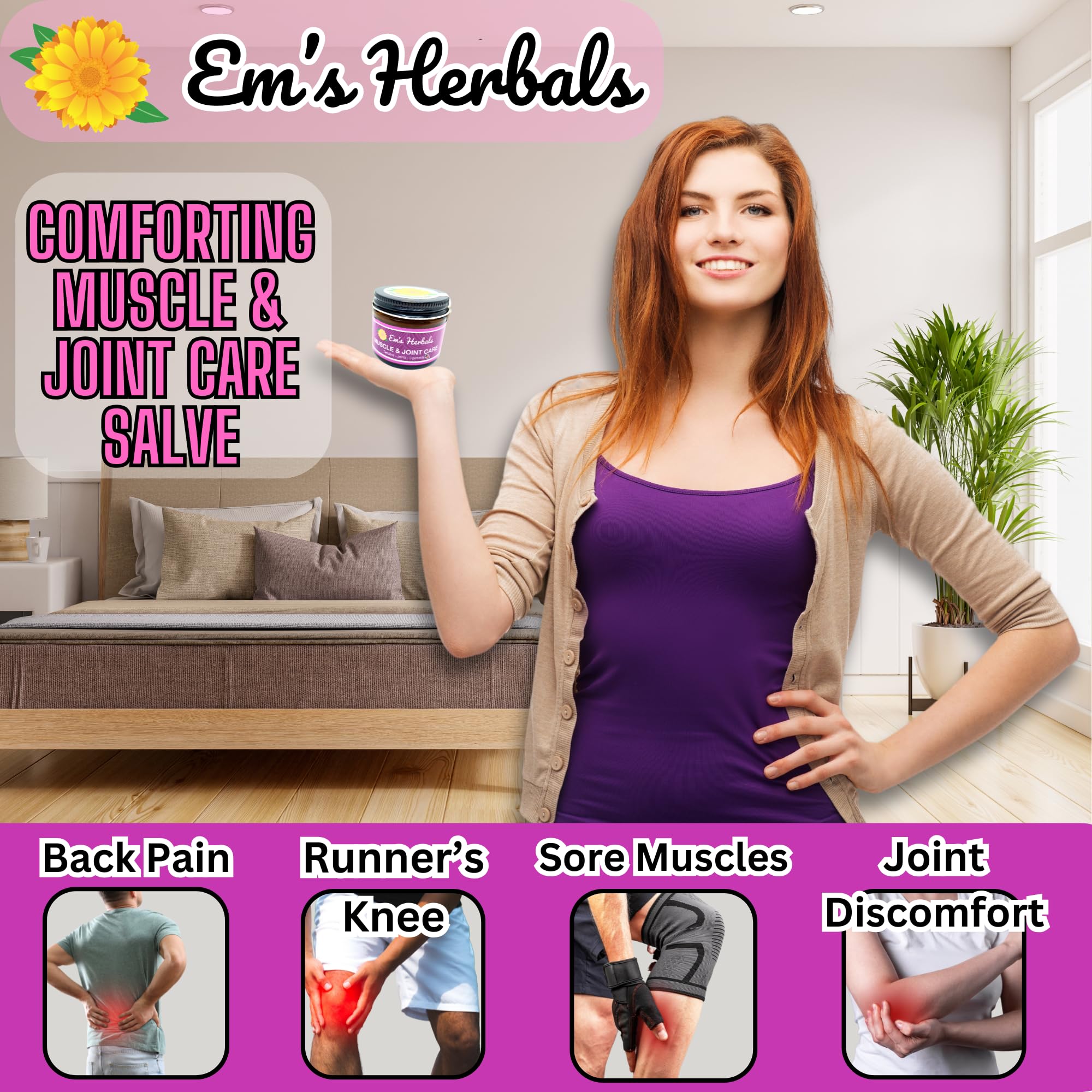 Em's Herbals, Muscle & Joint Care Arnica Salve - Amplified Arnica Salve Made with Menthol Crystals, and Effective Essential Oils to Penetrate Deep into Muscles, Joints, and Back Discomfort (2 oz) Em's HerbalsAu supplements
