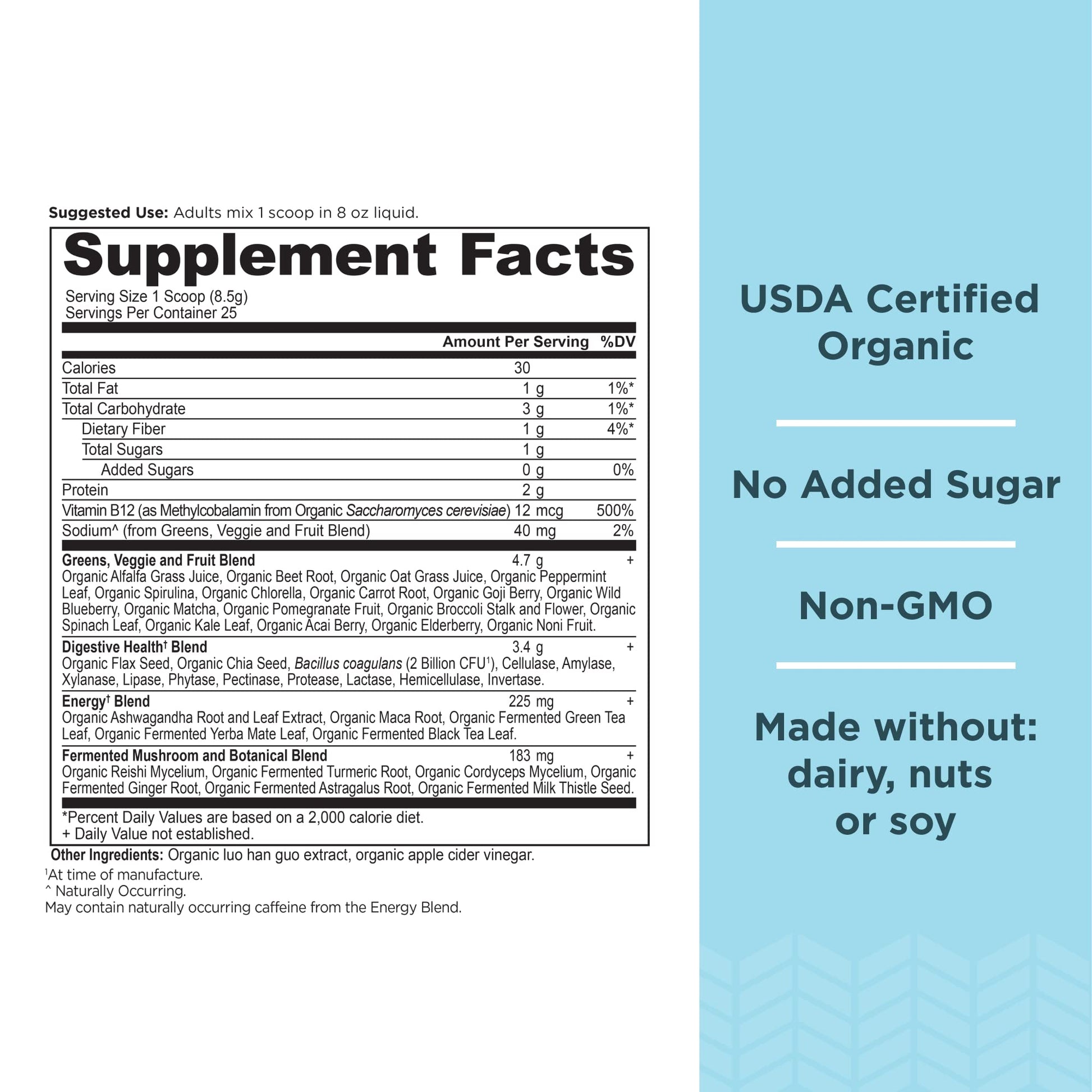 Ancient Nutrition Supergreens Energizer Powder, Organic Superfood Powder with Caffeine Ancient NutritionUS supplements
