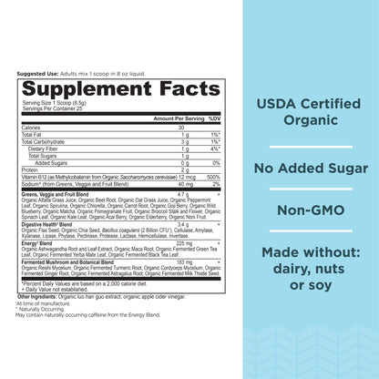Ancient Nutrition Supergreens Energizer Powder, Organic Superfood Powder with Caffeine Ancient NutritionUS supplements