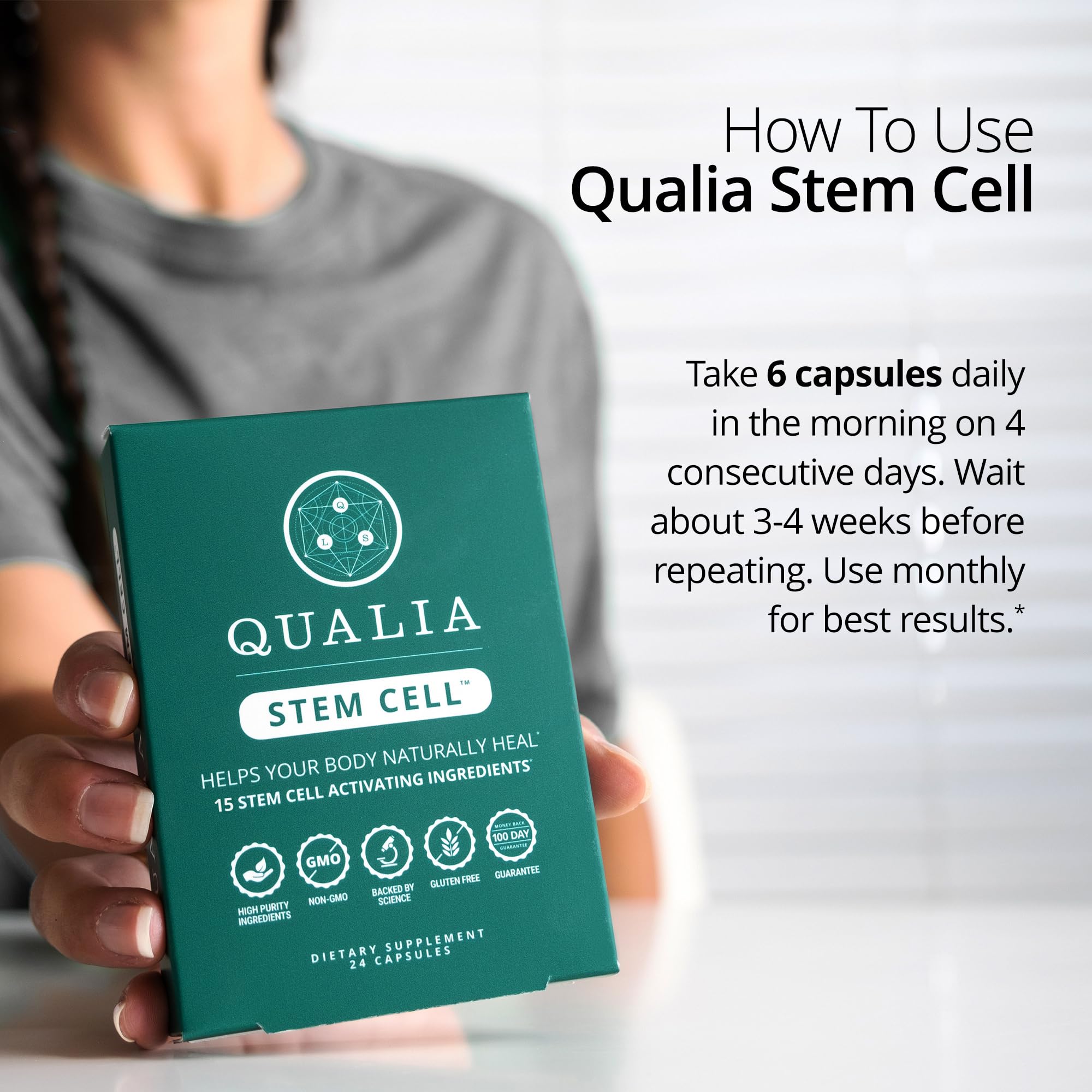 Qualia Stem Cell — Stem Cell Supplement Support with Royal Jelly, Astragalus & Sea Buckthorn | 16 Ingredients | 4 Days a Month | Helps Body Naturally heal* QUALIA LIFE SCIENCESAu supplements