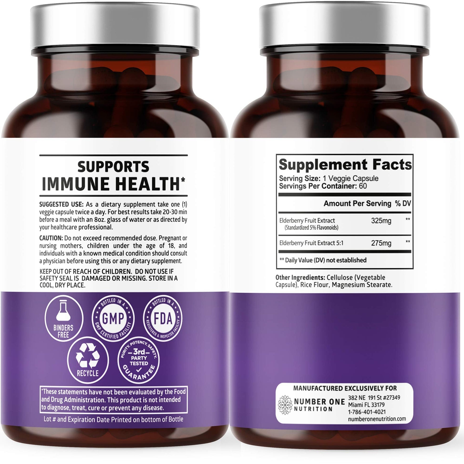 N1N Premium Black Elderberry Capsules for Adults [Max Strength] Pure and Potent Elderberry from Sambucus Nigra to Support Immunity & Skin Health, Non-GMO, Gluten Free, 60 Veg Caps Number One NutritionAu supplements