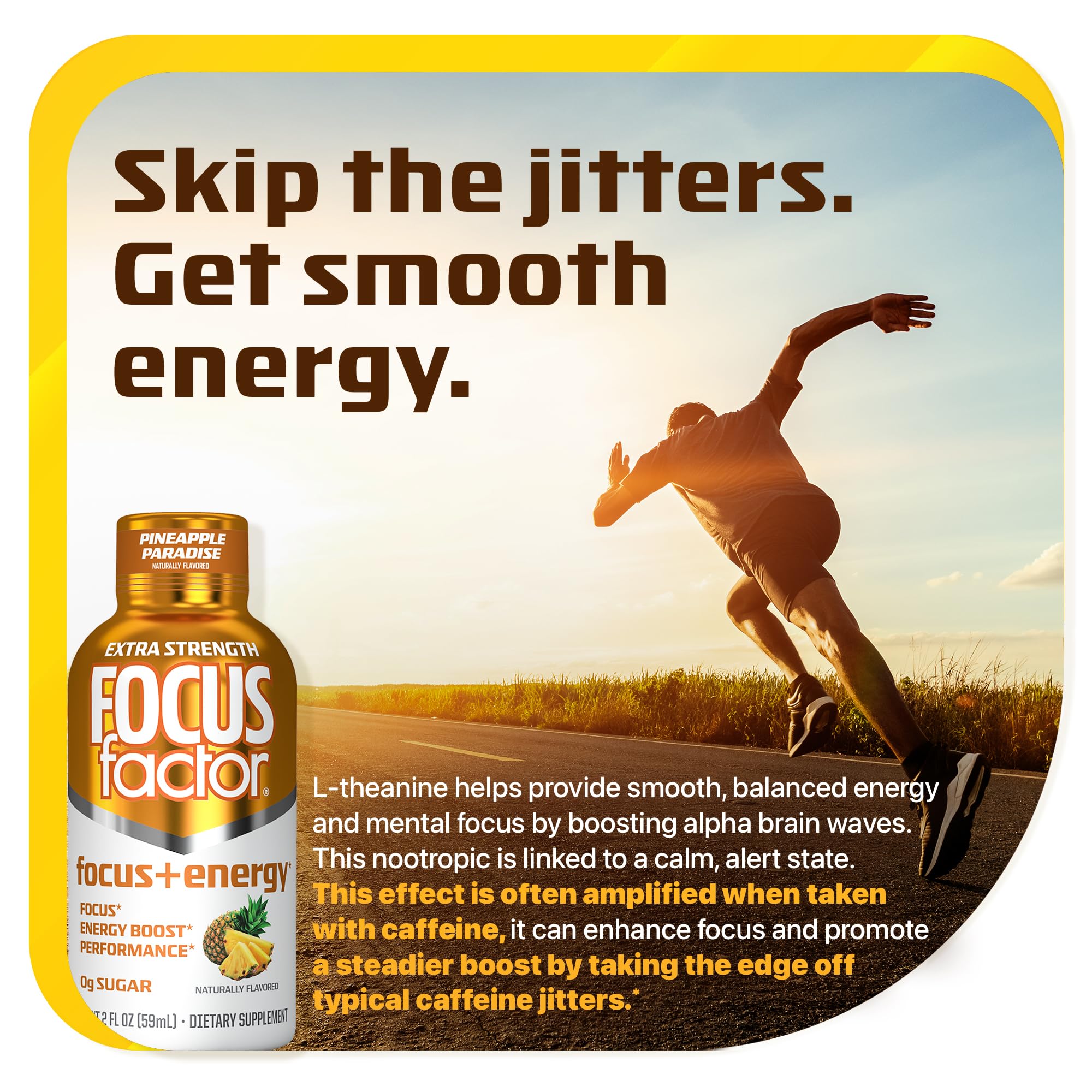 Focus Factor Extra Strength Focus + Energy Shots - 12 x 2oz Bottles (Pineapple Paradise Flavor) - Powered by Nootropics with Caffeine, L-Theanine, Ginkgo, Bacopa, L-Tyrosine, Alpha GPC Focus FactorAu supplements