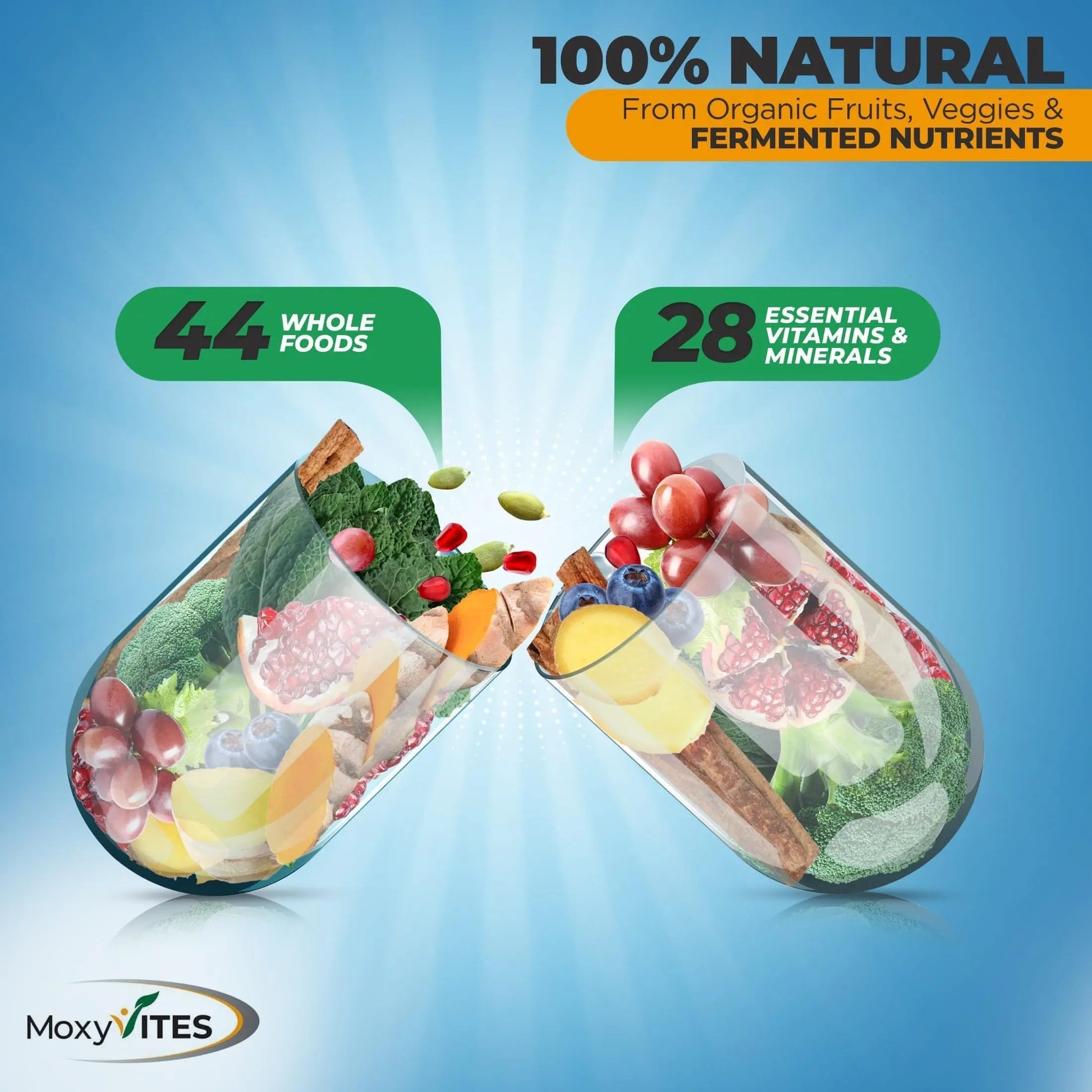 Methylated Mens Multivitamins - Daily Mens Vitamins with 44 Organic Whole Food - Multivitamin for Men with Iron & Fermented Nutrients MoxyVitesAu supplements