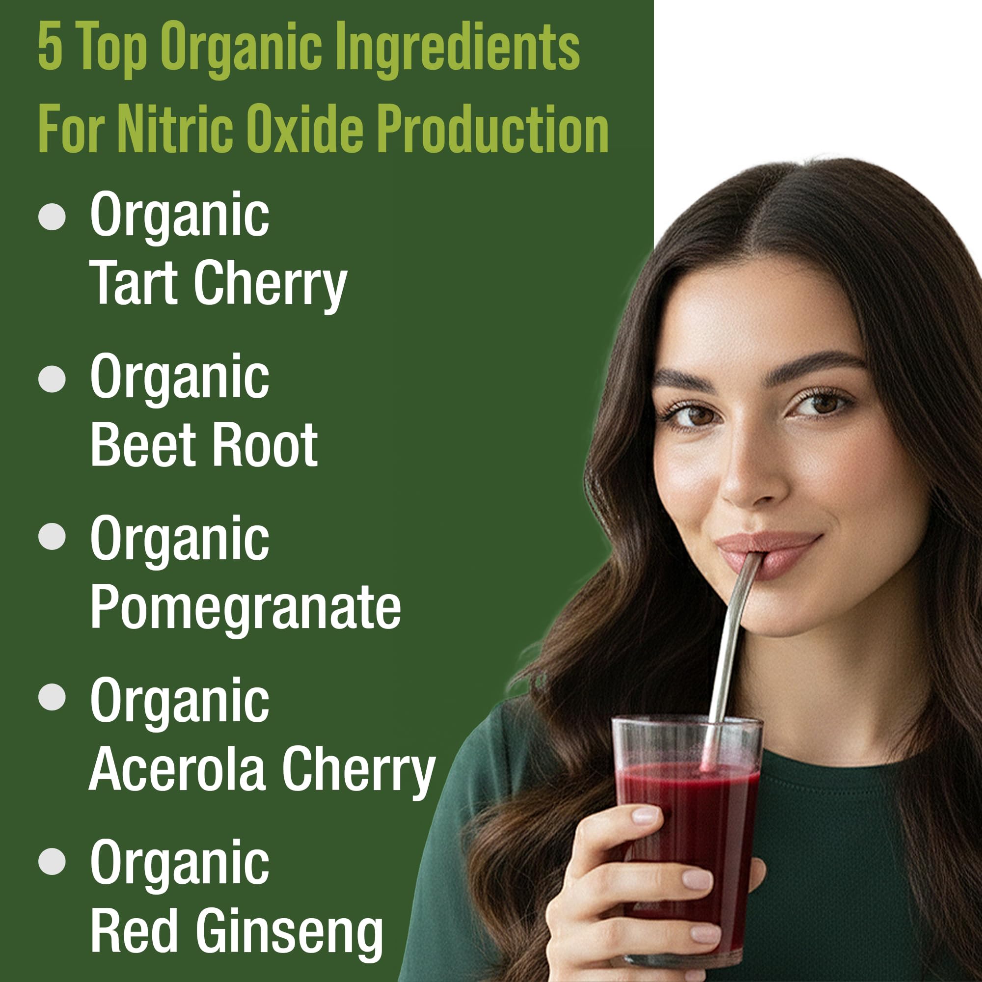 USDA Organic Plant Based Nitric Oxide Booster Powder Supplement for Men & Women. Caffeine Free Supplements 5 Top Organic Ingredients. Beet Root, Tart Cherry, Acerola Cherry, Pomegranate, Red Ginseng Peak PerformanceAu supplements