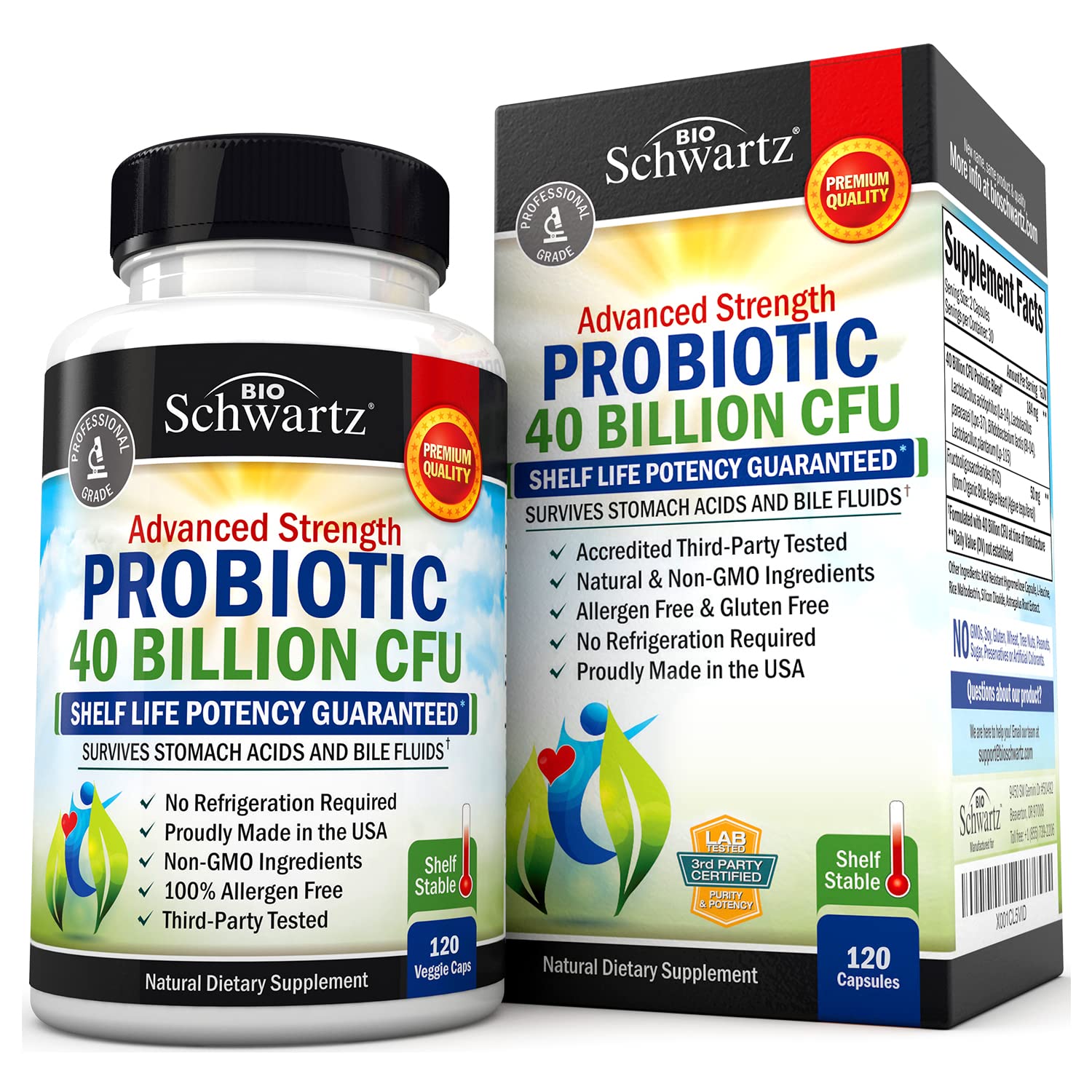Daily Probiotic Supplement 40 Billion CFU - Gut Health Complex with Astragalus BioSchwartzAu supplements