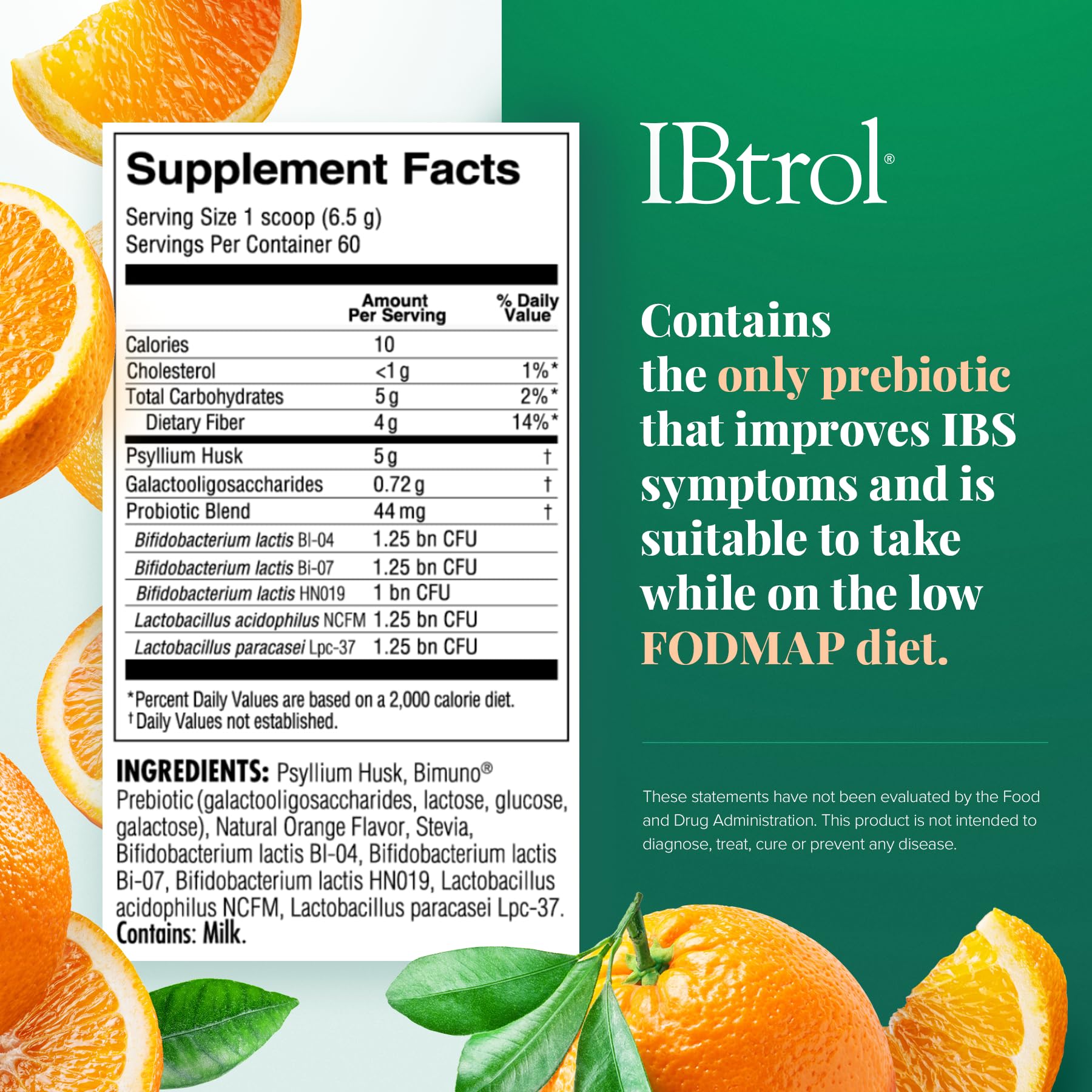 IBtrol® 3–in–1 IBS Gut Health Supplement with Psyllium, Prebiotic and Probiotics, Manages IBS Symptoms, Gas, Bloating, Diarrhea, Constipation, Abdominal Pain 60 Servings (Natural Orange Flavor) MedtritionAu supplements