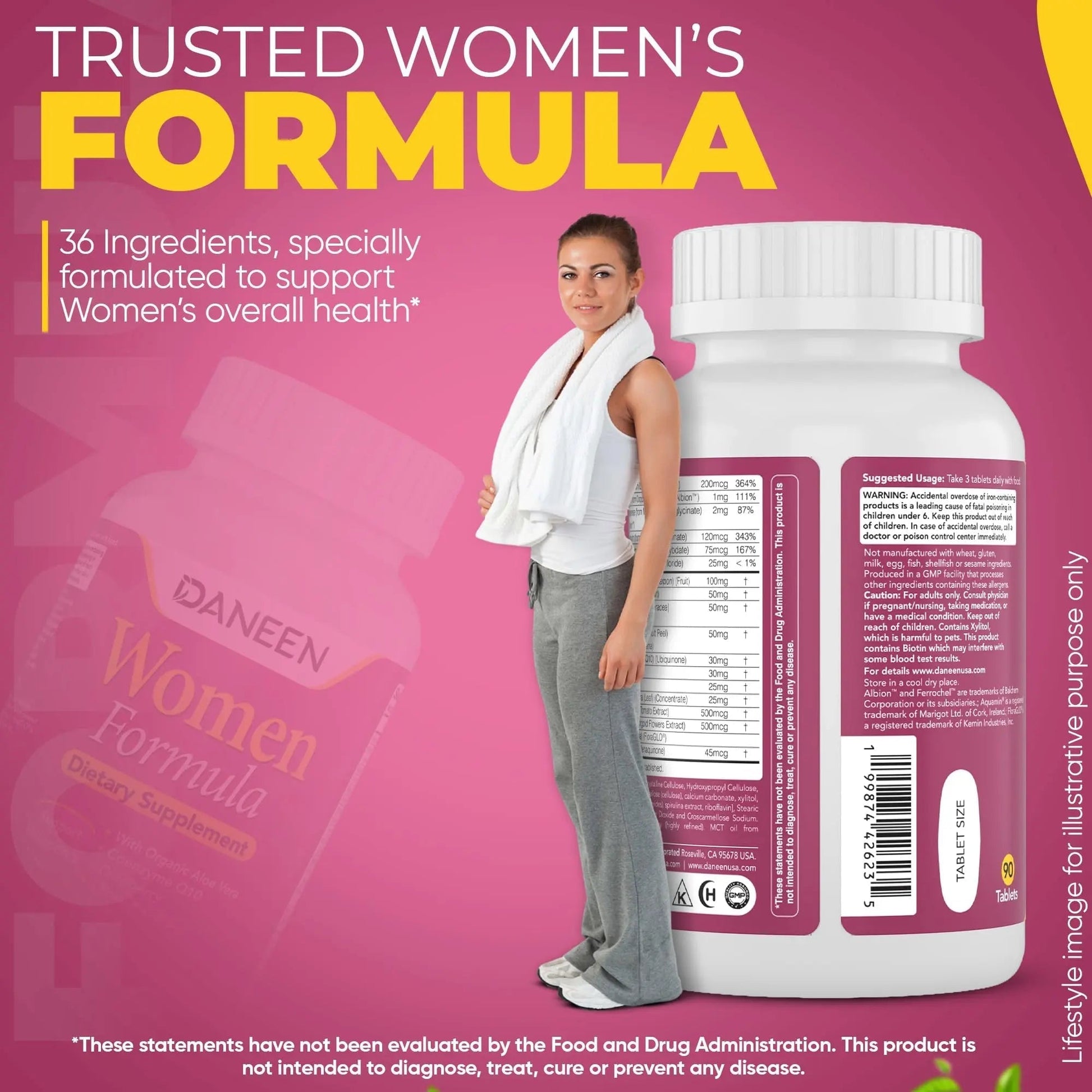 DANEEN Daily Multivitamin for Women - 36 Essential Ingredients - 90 Tablets - Vitamins for Women Multivitamin DANEENAu supplements