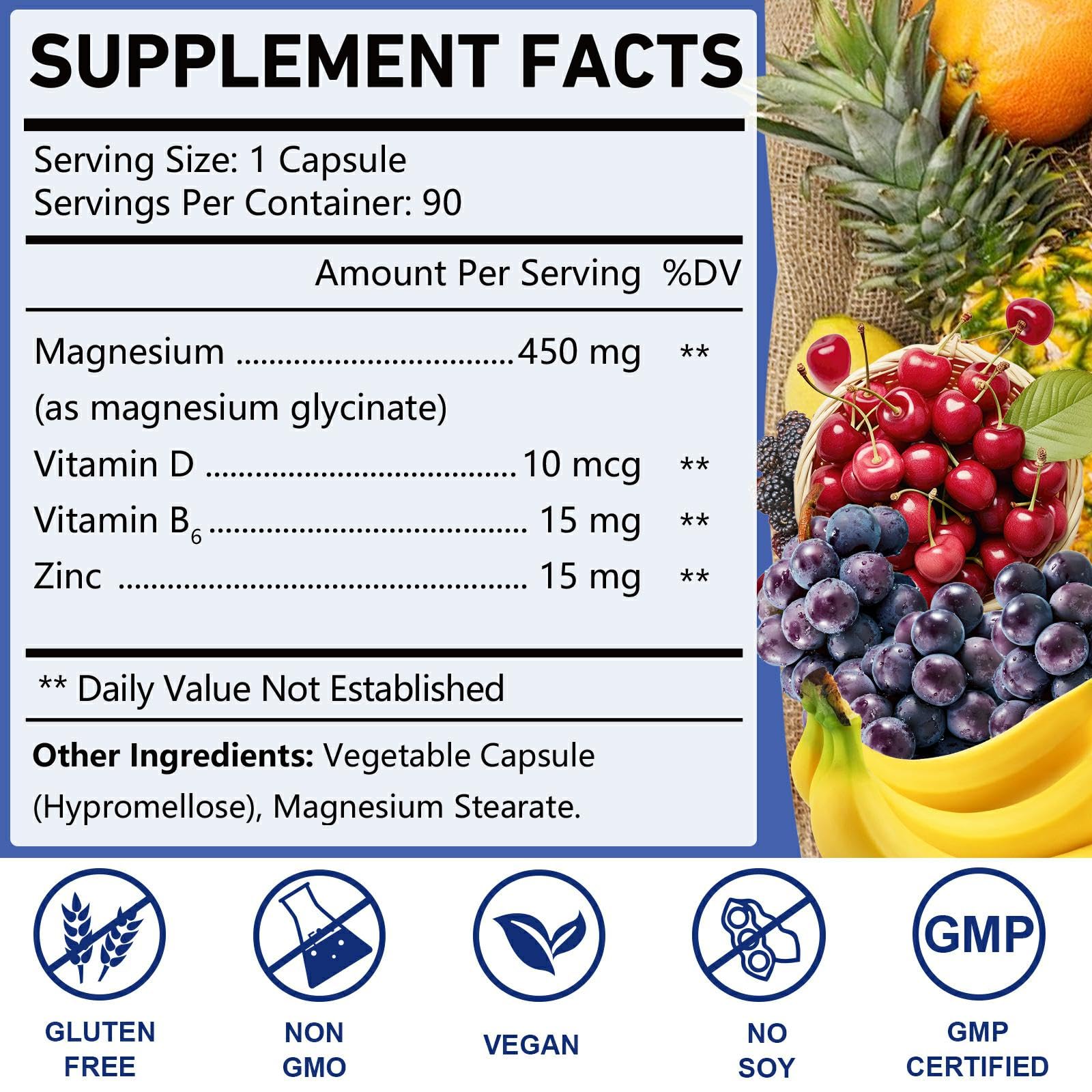 OMOGS High Absorption Magnesium Glycinate, for Supporting Sleep, Muscle Relaxation, Heart Health & Bone Health, Gluten Free, Non-GMO, 90 Vegetarian Capsules OMOGSAu supplements