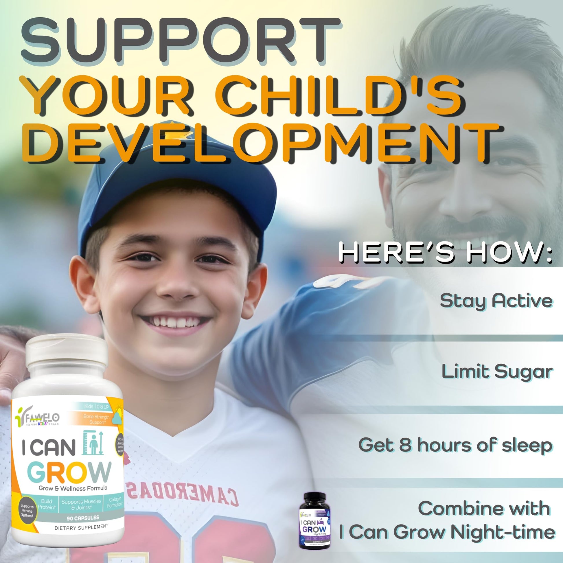 Fawelo I Can Grow (2 Pack) - for Kids 10+ and Teens | Enhances Natural Development | Strength Bone, Muscle & Joints | Immunity & Overall Health | Transparent Ingredients | Made in the USA FaweloAu supplements