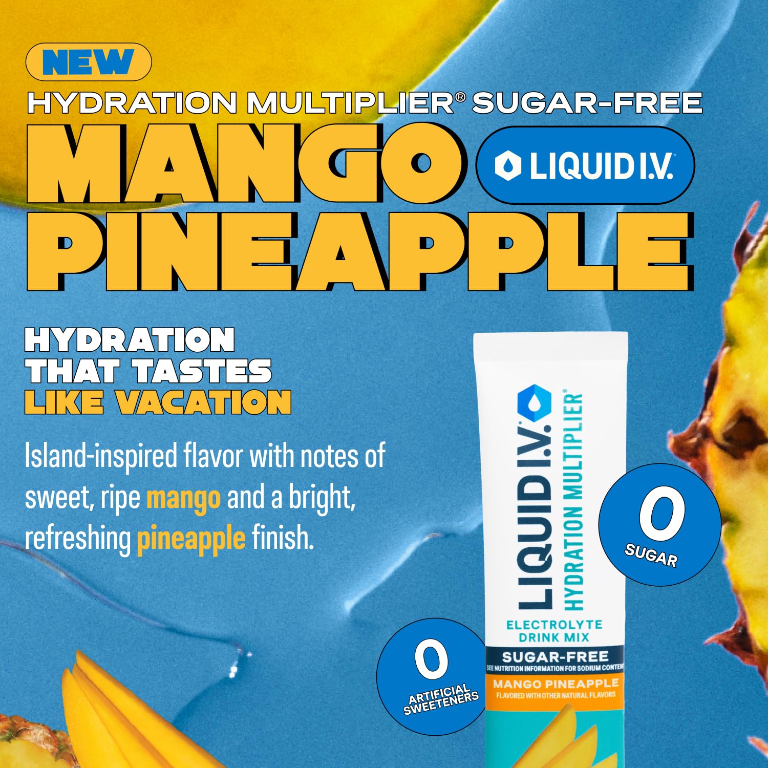 Liquid I.V.® Hydration Multiplier Sugar-Free - Mango Pineapple | Electrolyte Powder Drink Mix | 1 Pack (14 Servings) Liquid I.V.US supplements