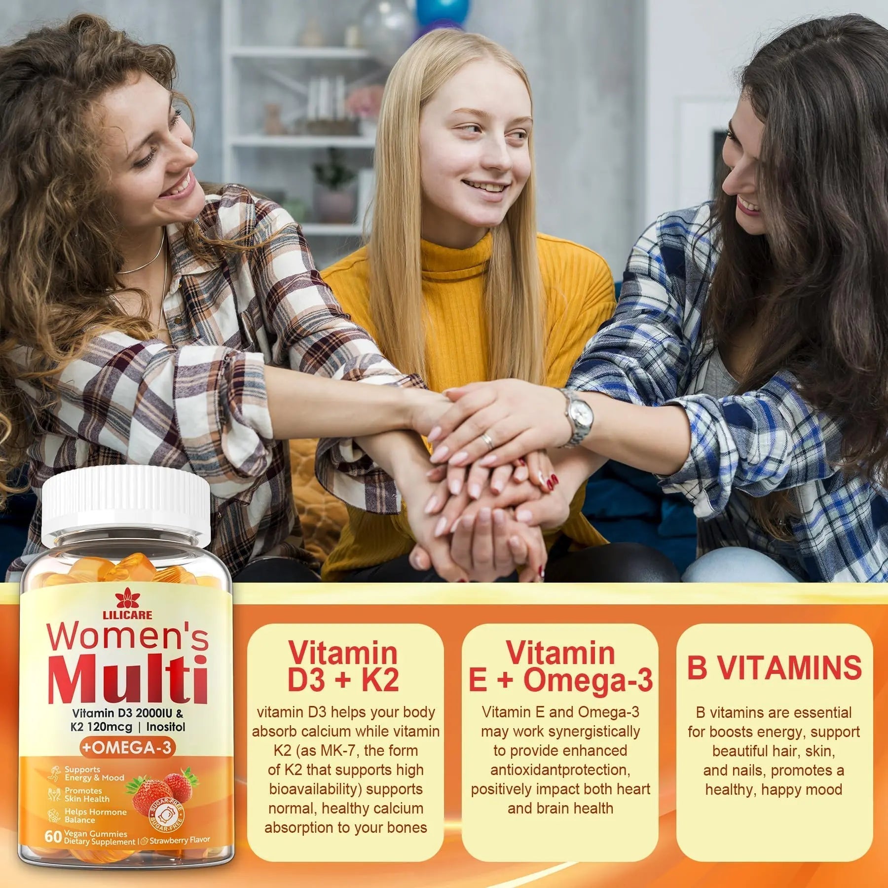 LILICARE Womens Multivitamin Gummies Vegan Omega3 Gummies 1280mg LILICAREAu supplements