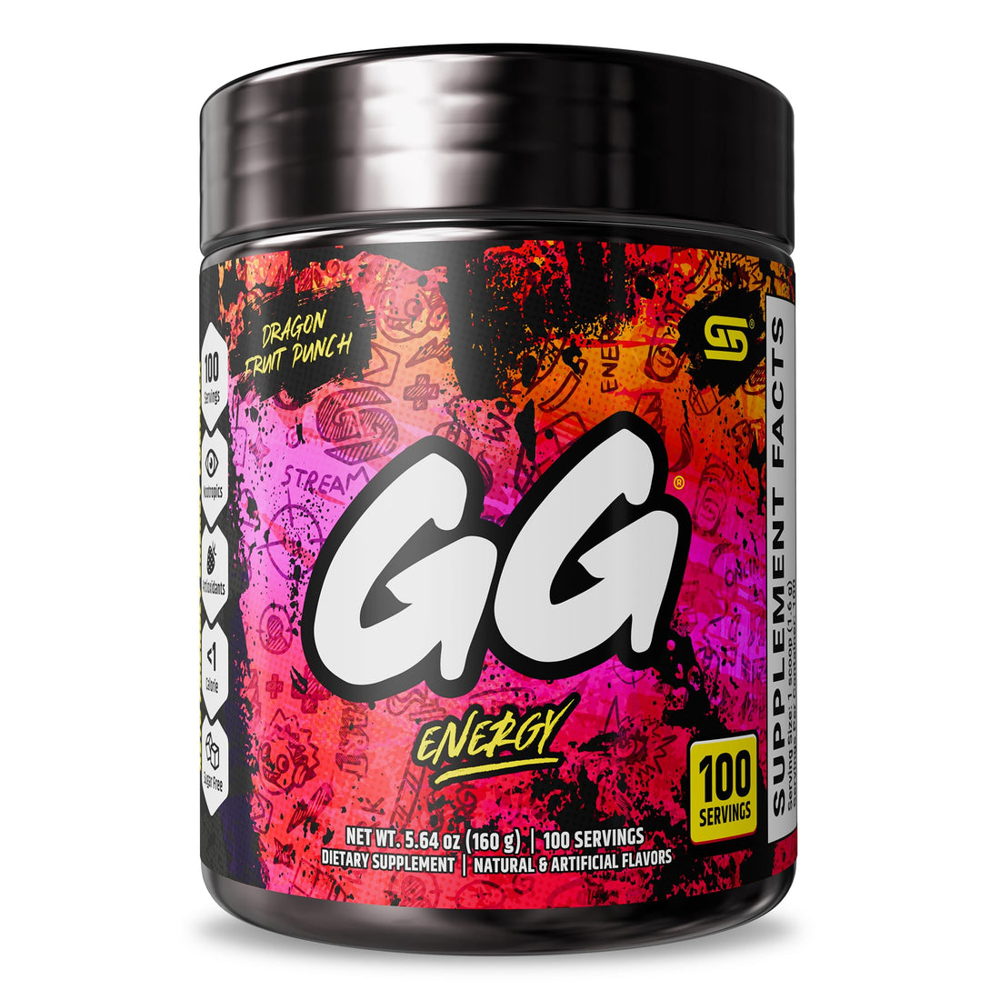 Gamer Supps GG Energy - Dragonfruit Punch (100 Servings) - Keto Friendly Gaming Energy and Nootropic Blend, Sugar Free + Organic Caffeine + Vitamins, Powder Drink Gamer SuppsAu supplements