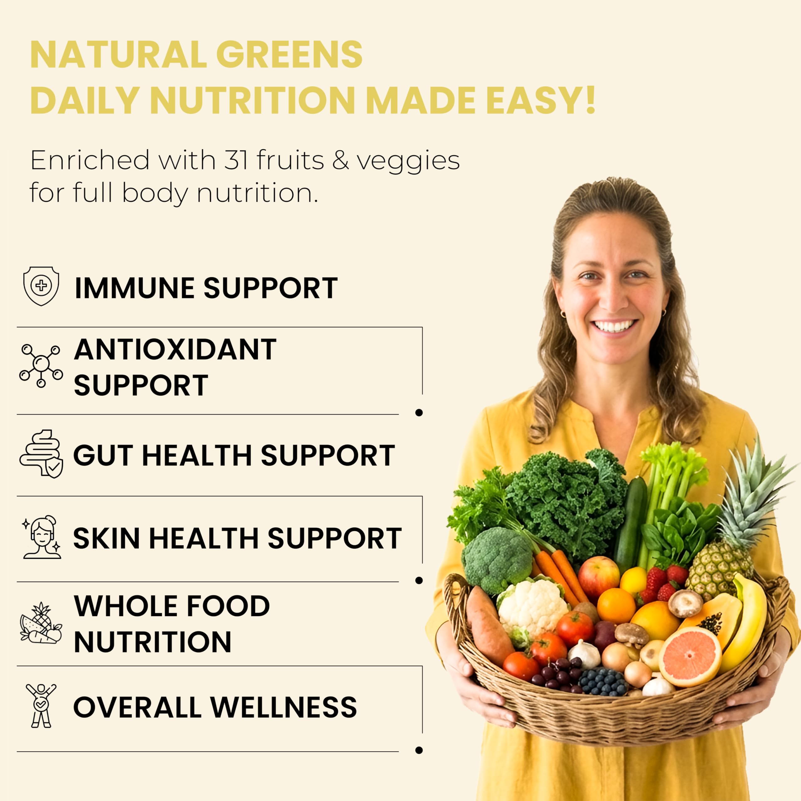 Fruits and Veggies Whole Produce Dietary Supplement with Superfood Fruits and Vegetables for Men, Women and Kids, 90 Fruit Capsules, 90 Veggie Capsules - 1 Set NATURAL GREENSAu supplements