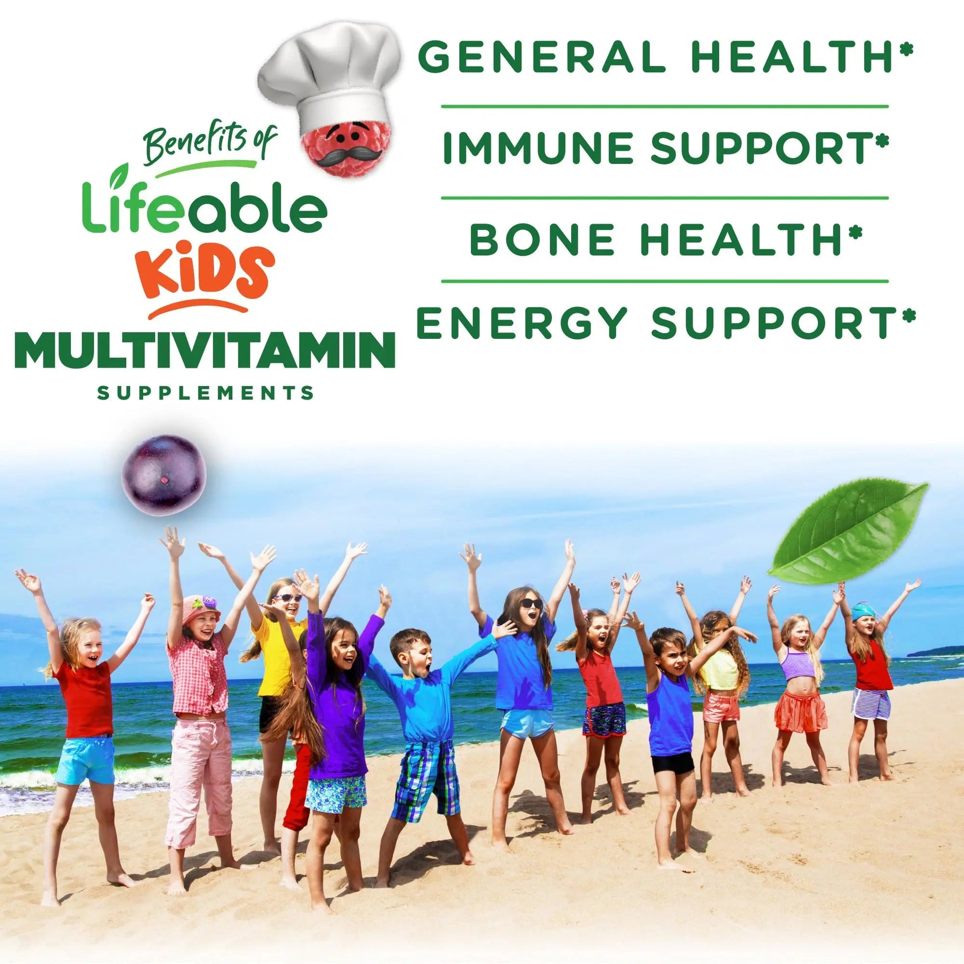 Lifeable Kids Multivitamin with Iron Gummies | Great Tasting Vitamins for Kids | Vegetarian Non-GMO Childrens Multivitamin | 90 Gummies LifeableAu supplements