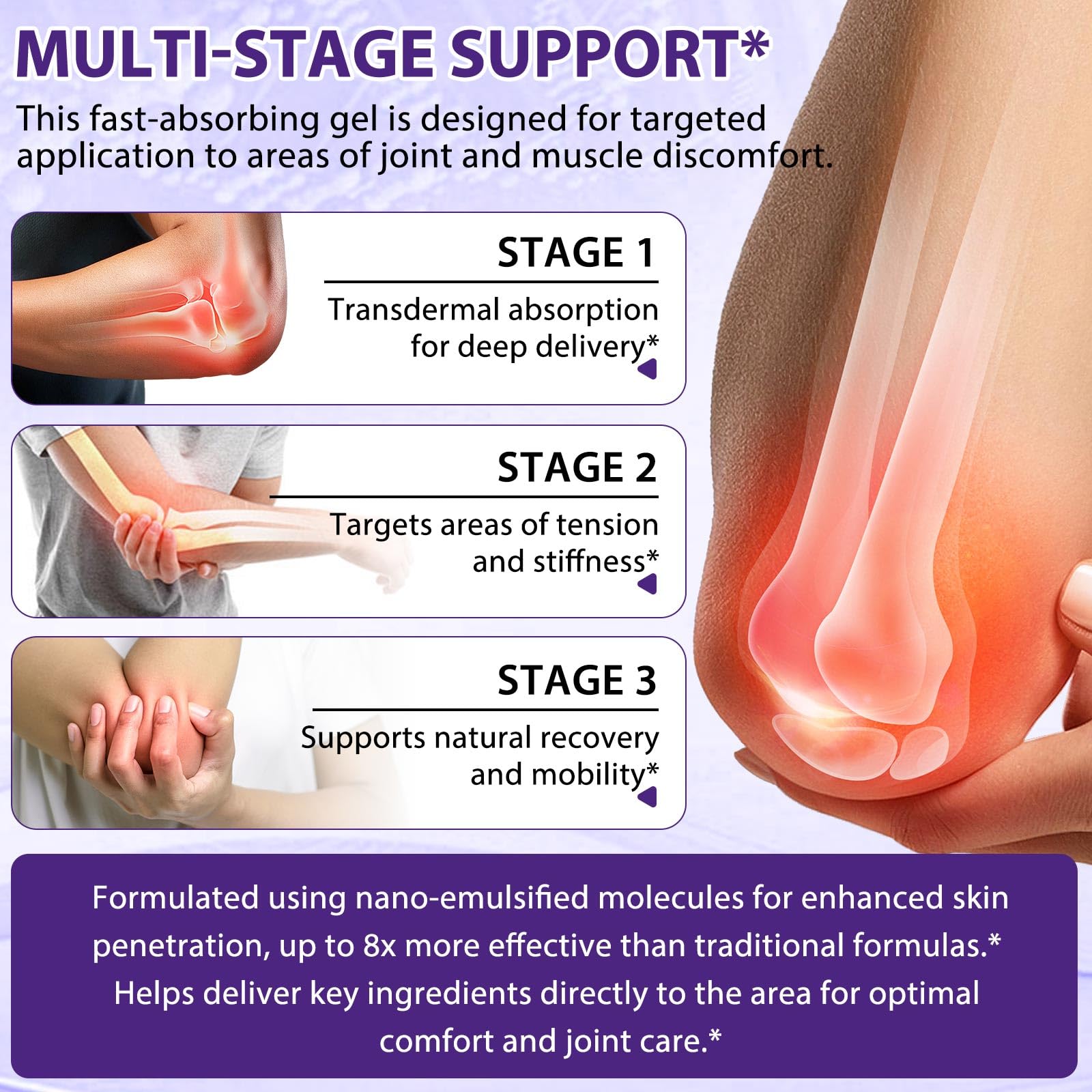 Soothing Massage Gel - Joint Massage Purple Gel, Natural Ingredients & Fast-Absorbing for Soothing Joint, Shoulder, Knee, Back & Muscle Stiffness GTZSXNPAu supplements