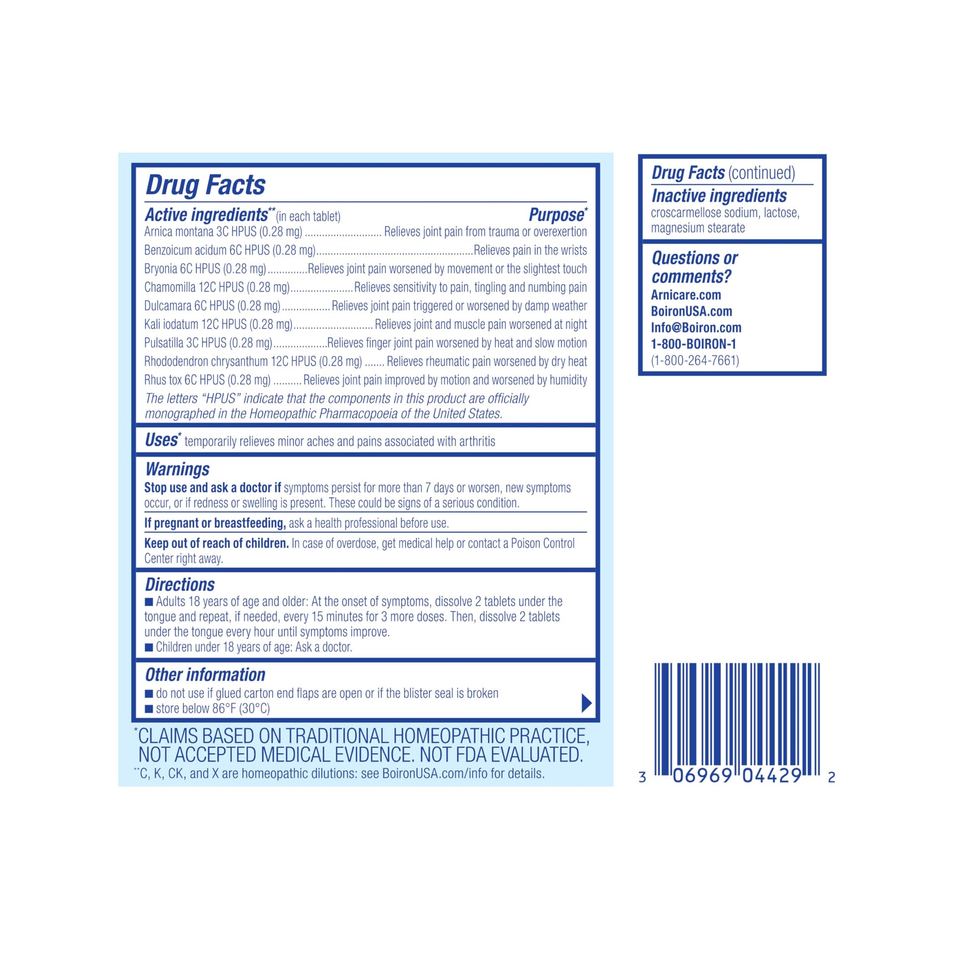 Boiron Arnicare Arthritis Tablets for Arthritis Pain Relief, Joint Soreness, and Rheumatic Pain - 120 Count BoironAu supplements