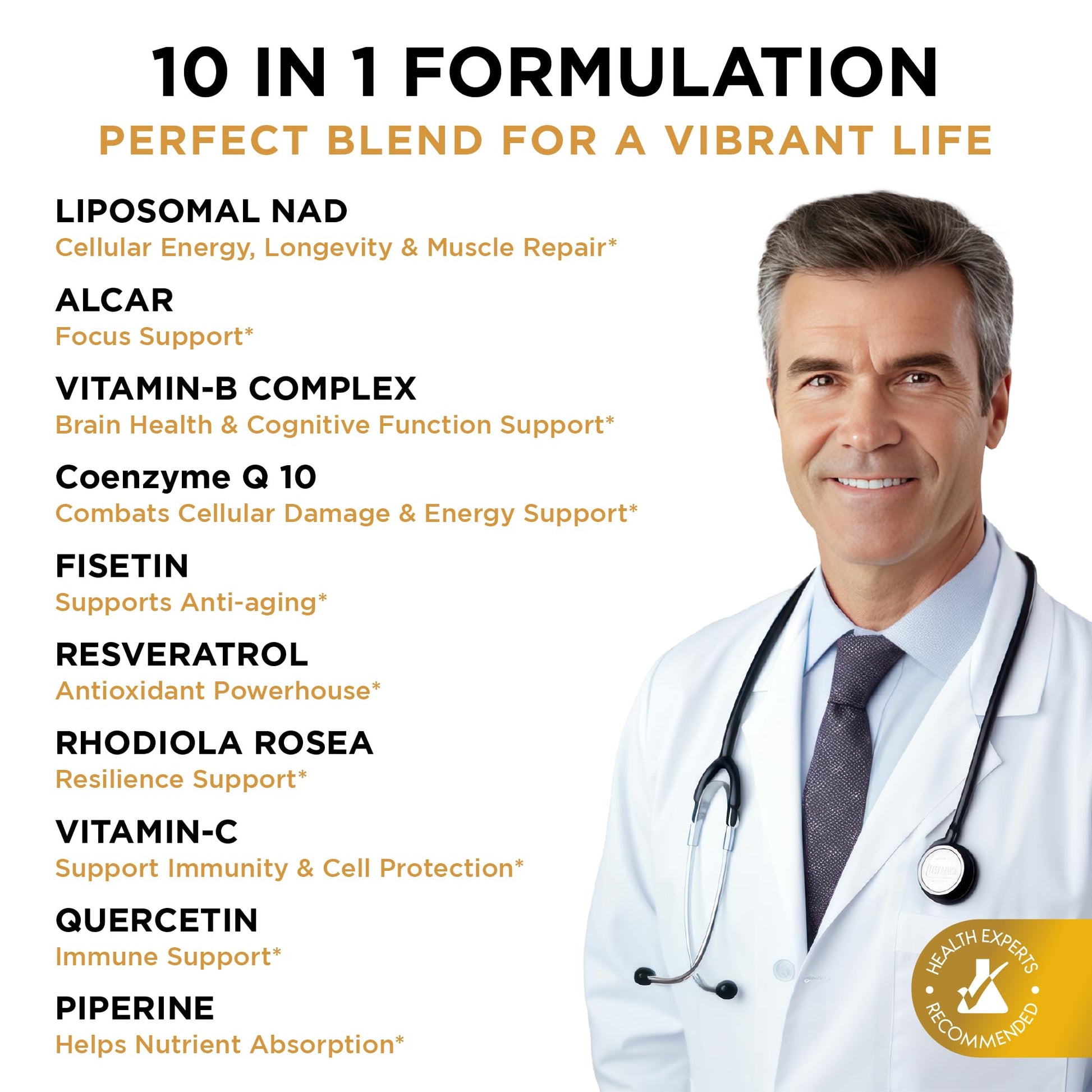 NAD+ Supplement Liposomal Capsules - Max Absorption for Cellular Energy, Healthy Aging, Brain Function & DNA Health - Vegan, Non-GMO, Gluten-Free Supplement - 60 Capsules - Supports NAD Levels AuroraSynthAu supplements