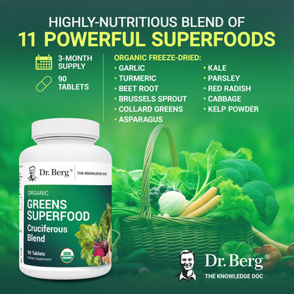 Dr. Berg's Greens Superfood Cruciferous Vegetable Tablets - Vegetable Supplements Dr. Berg NutritionalsUS supplements