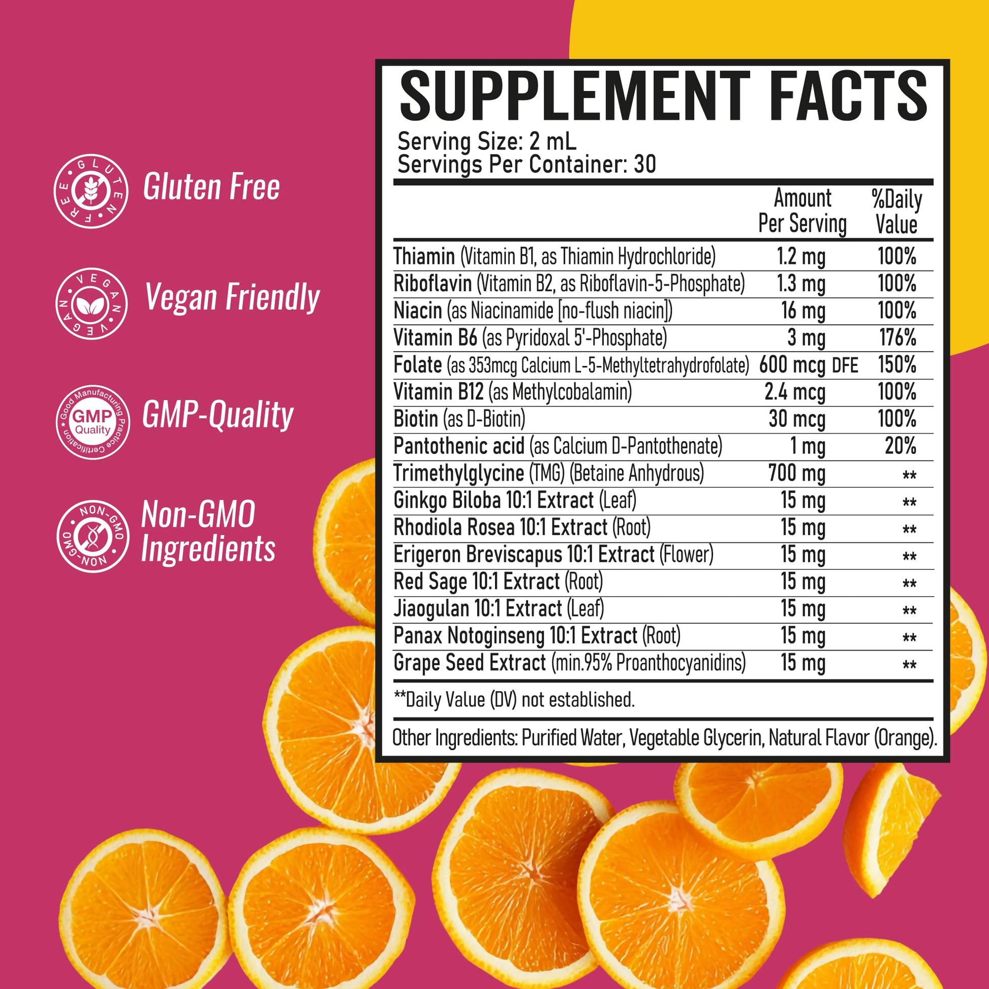 Optiwav TMG Trimethylglycine Liquid Drops - Betaine High Absorption Methylated Vitamins Supplement for Homocysteine Methylation & Heart Health Support - Orange Flavor Gluten Free Vegan - 2 fl oz OptiwavAu supplements