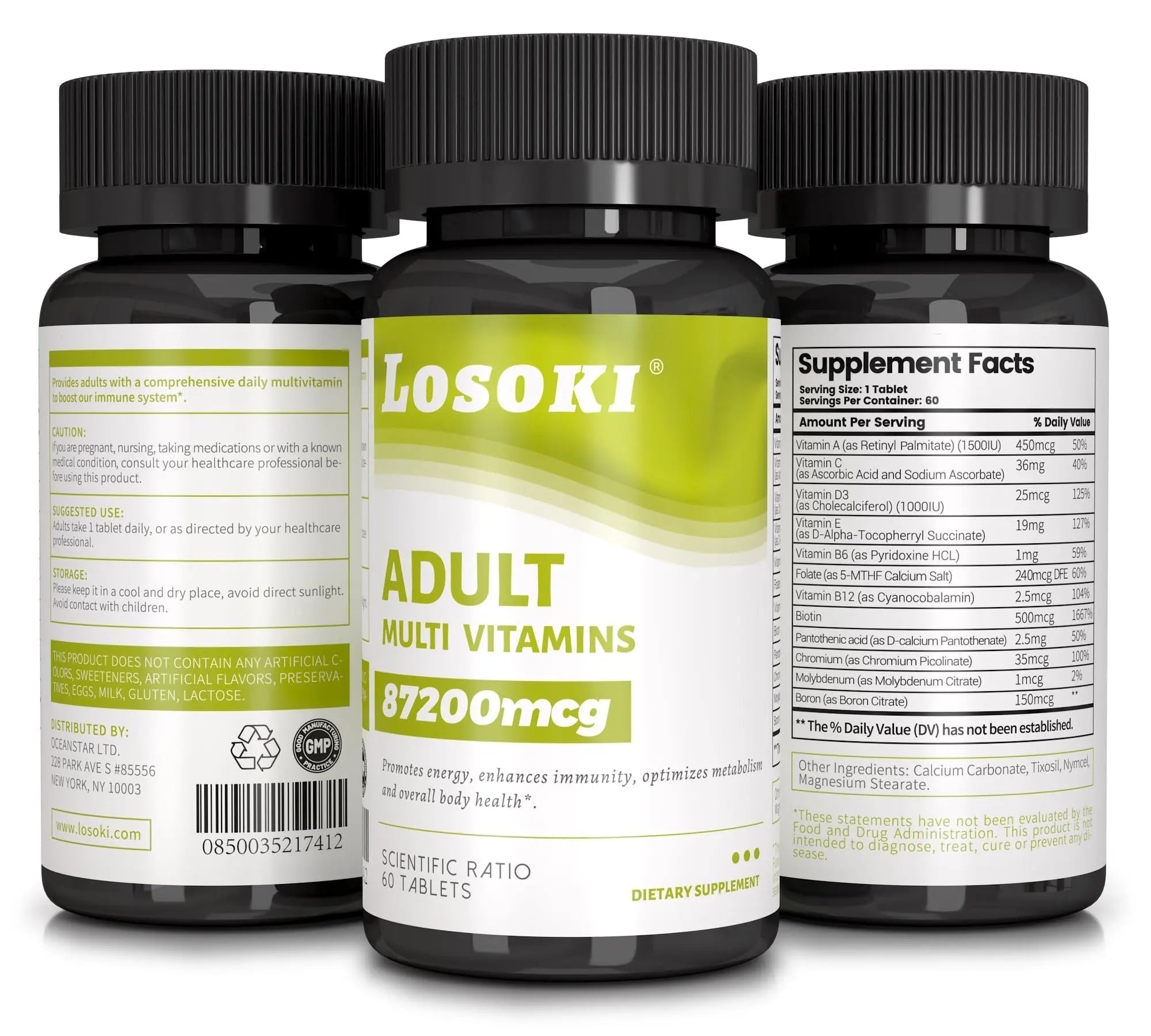 Losoki Adult Multi Vitamins - Comprehensive Daily Multivitamin Supplement for Men and Women - 60 Tablets for Enhanced Energy LosokiAu supplements