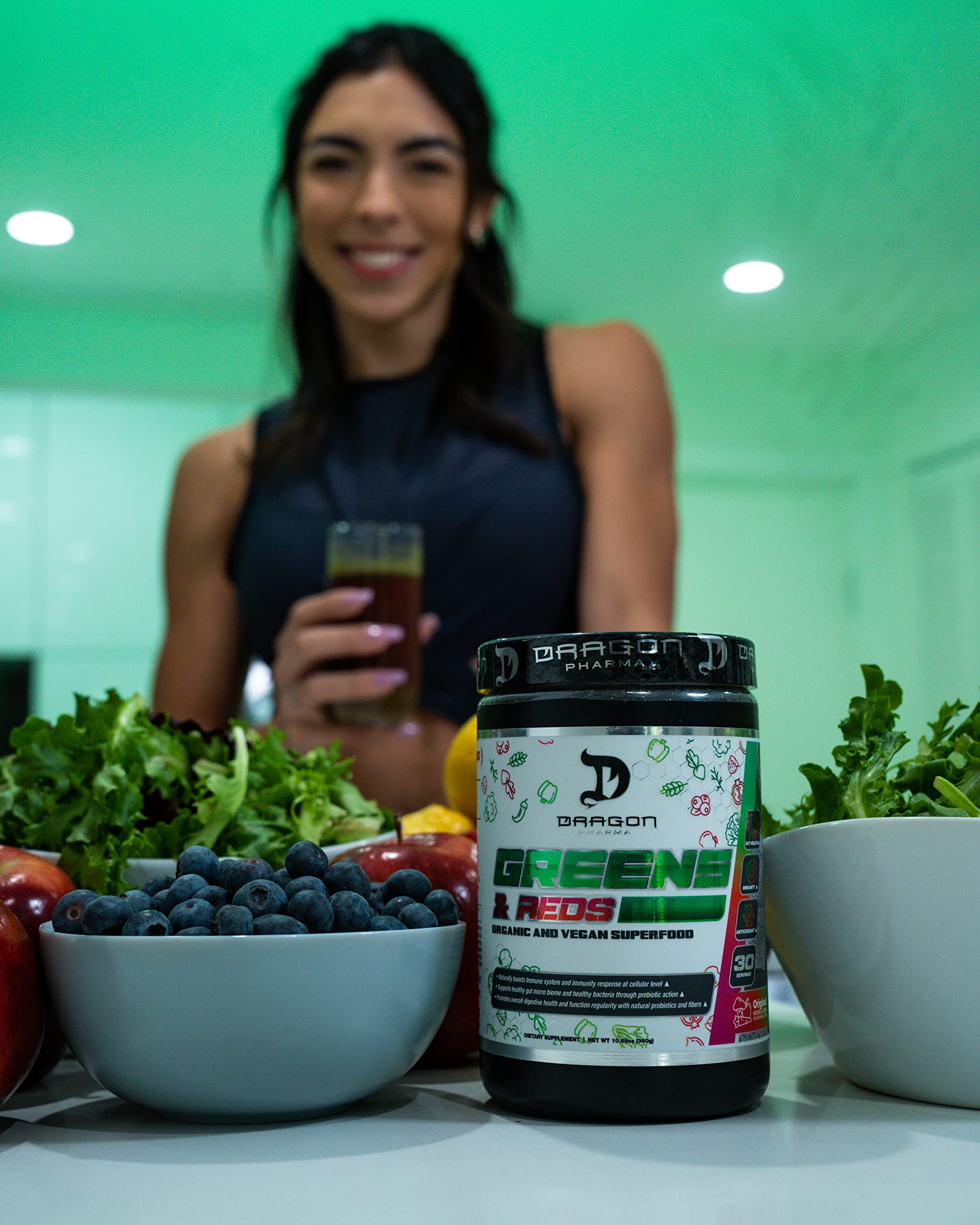 DRAGON PHARMA Greens and Reds, Over 23 Nutritious Superfoods, Reds and Vegetables, Optimal Health and Wellness (30 Servings, Original) DRAGON PHARMAAu supplements