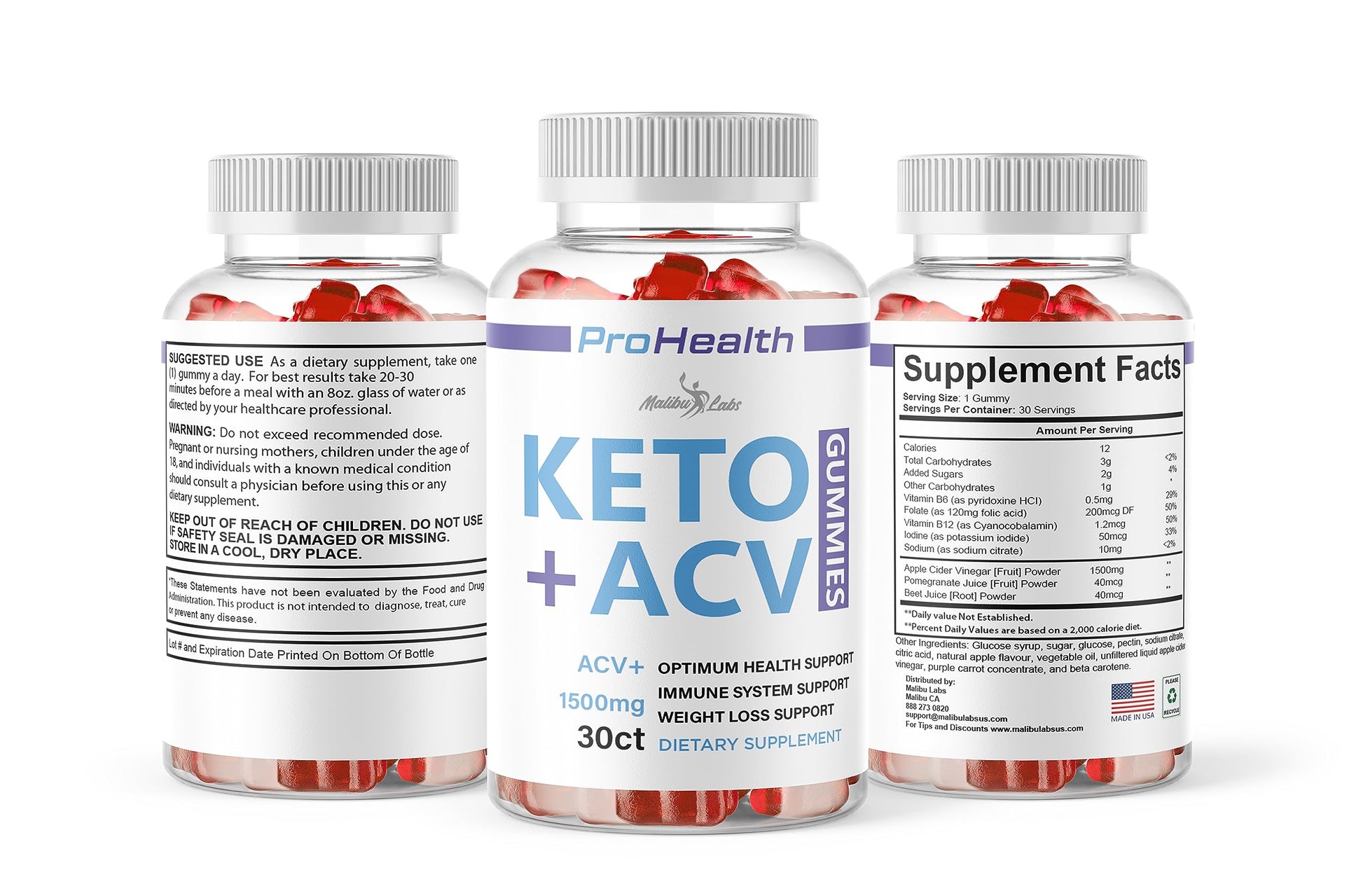 prohealth Keto acv Gummies - 1500mg Once a Day Keto, Strong Time Released Advanced Malibu LabsAu supplements