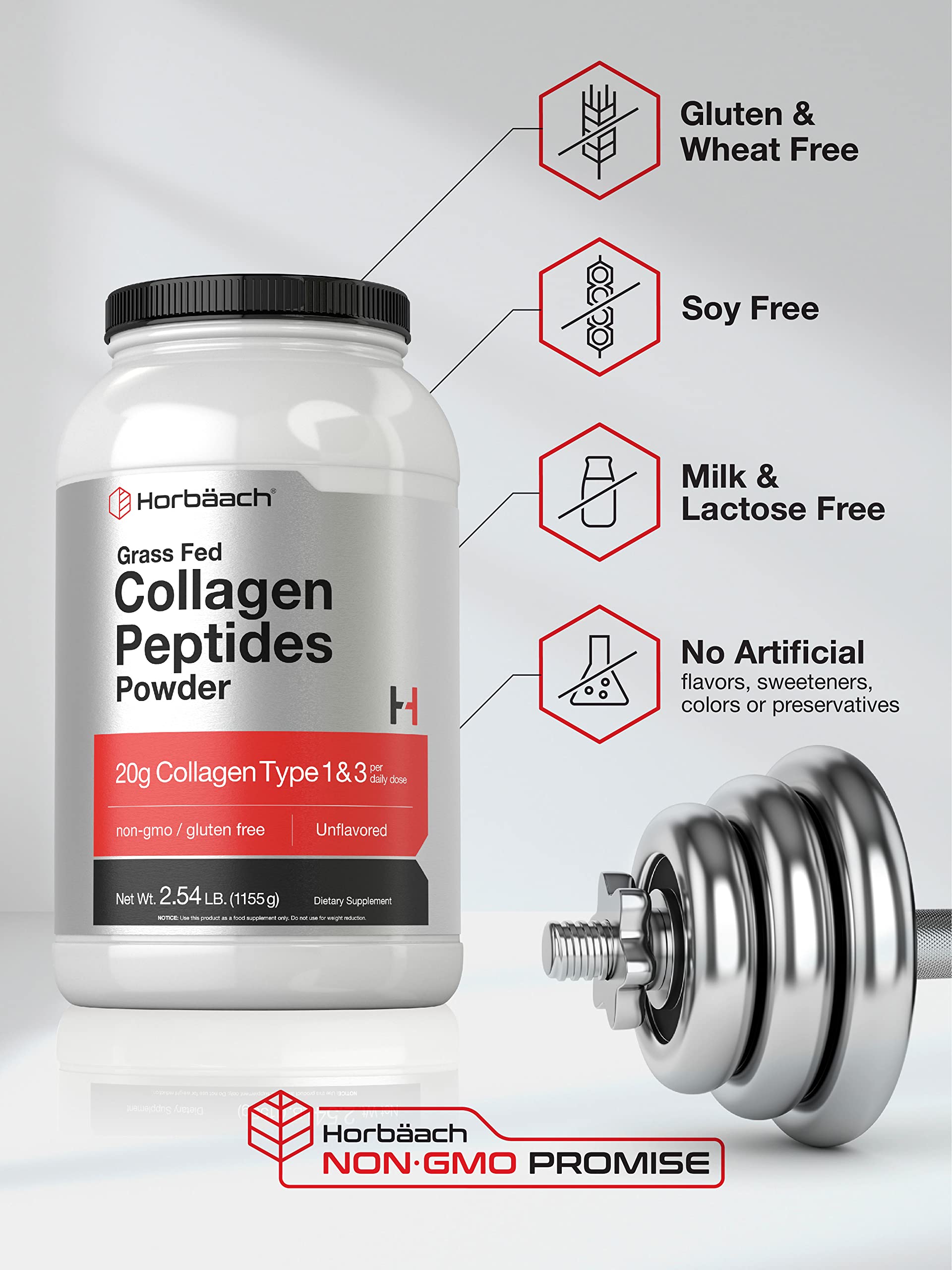 Collagen Peptides Powder 40 oz | Unflavored | Type 1 and 3 | Hydrolyzed Protein Collagen HorbäachAu supplements