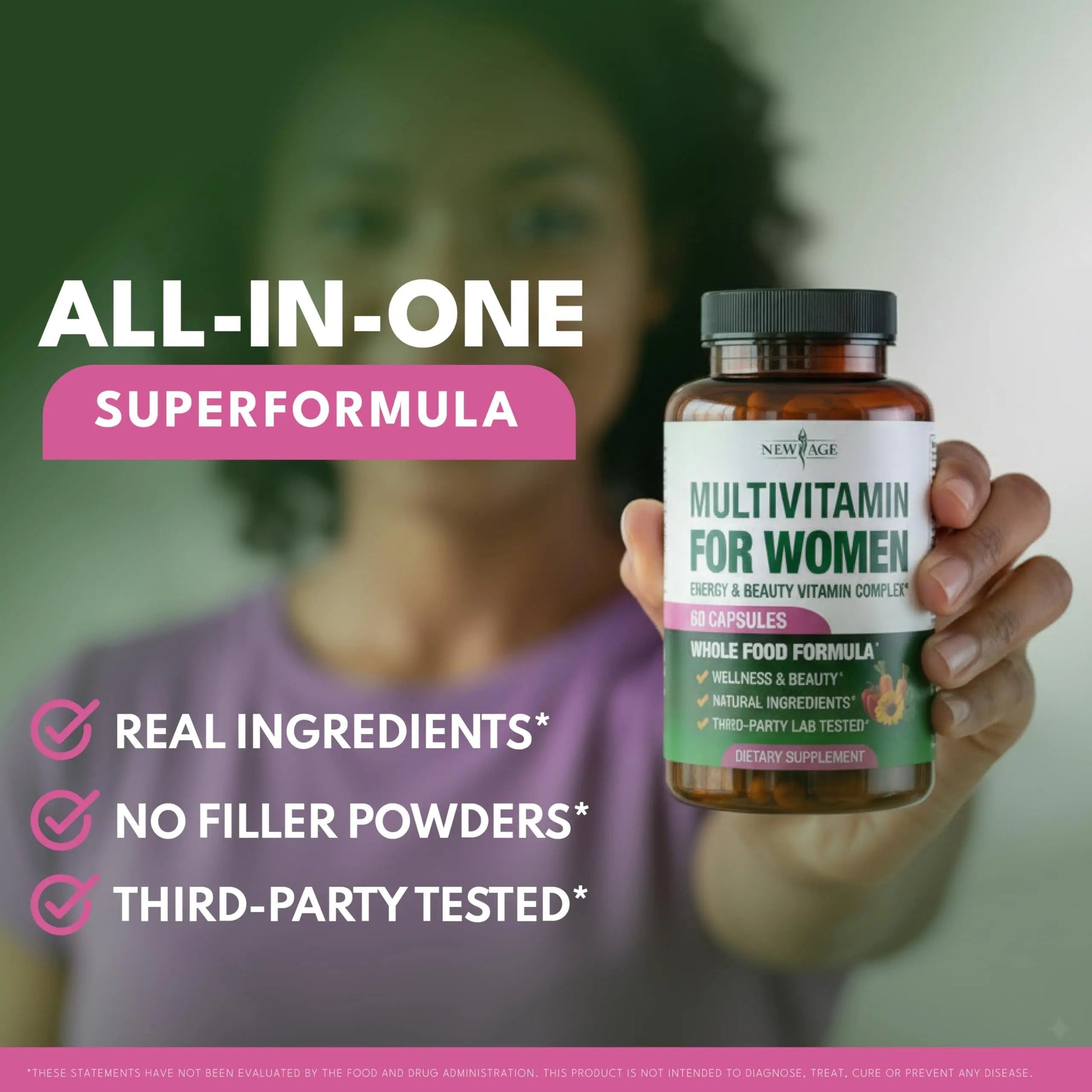 NEW AGE Multivitamin for Women - B-Complex, Whole Foods, Hair Support, Iron - All in1 Womens Multivitamin NEW AGEAu supplements