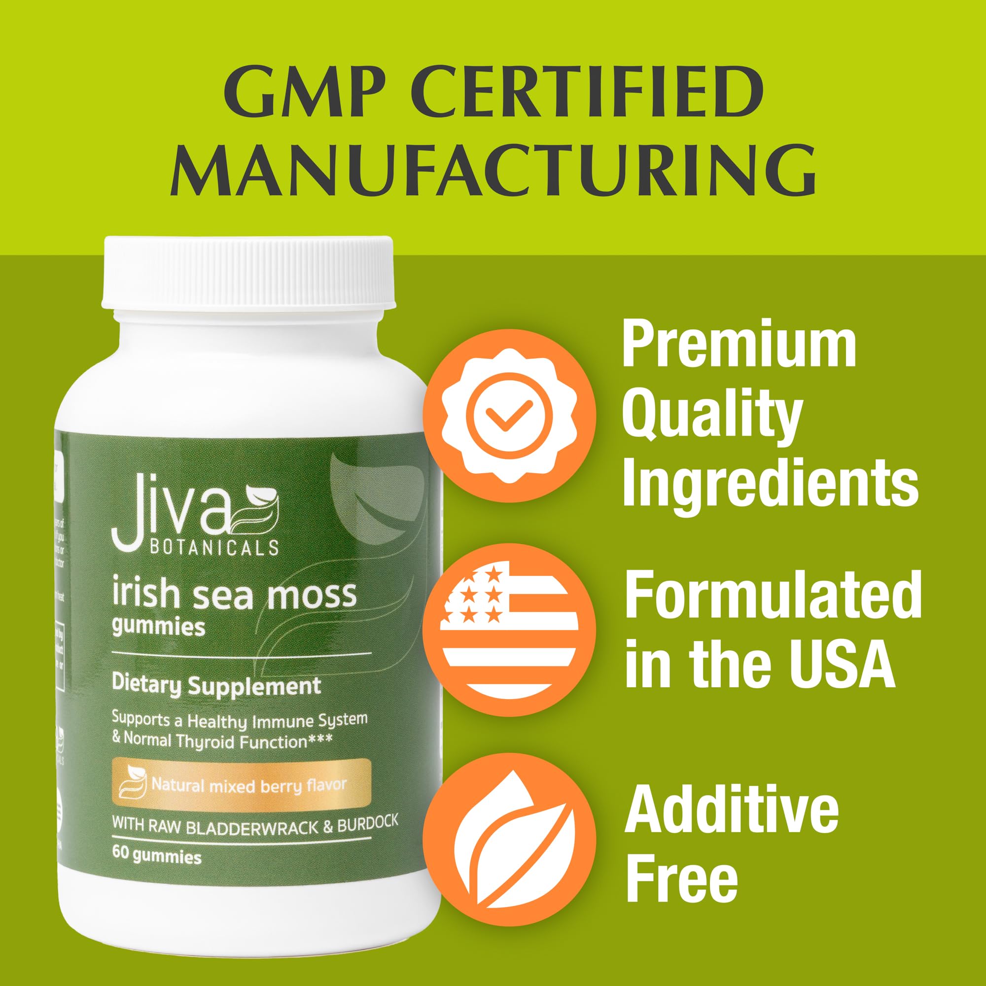 Jiva Botanicals - Irish Sea Moss Gummies with Bladderwrack & Burdock Root 3000mg Jiva BotanicalsAu supplements