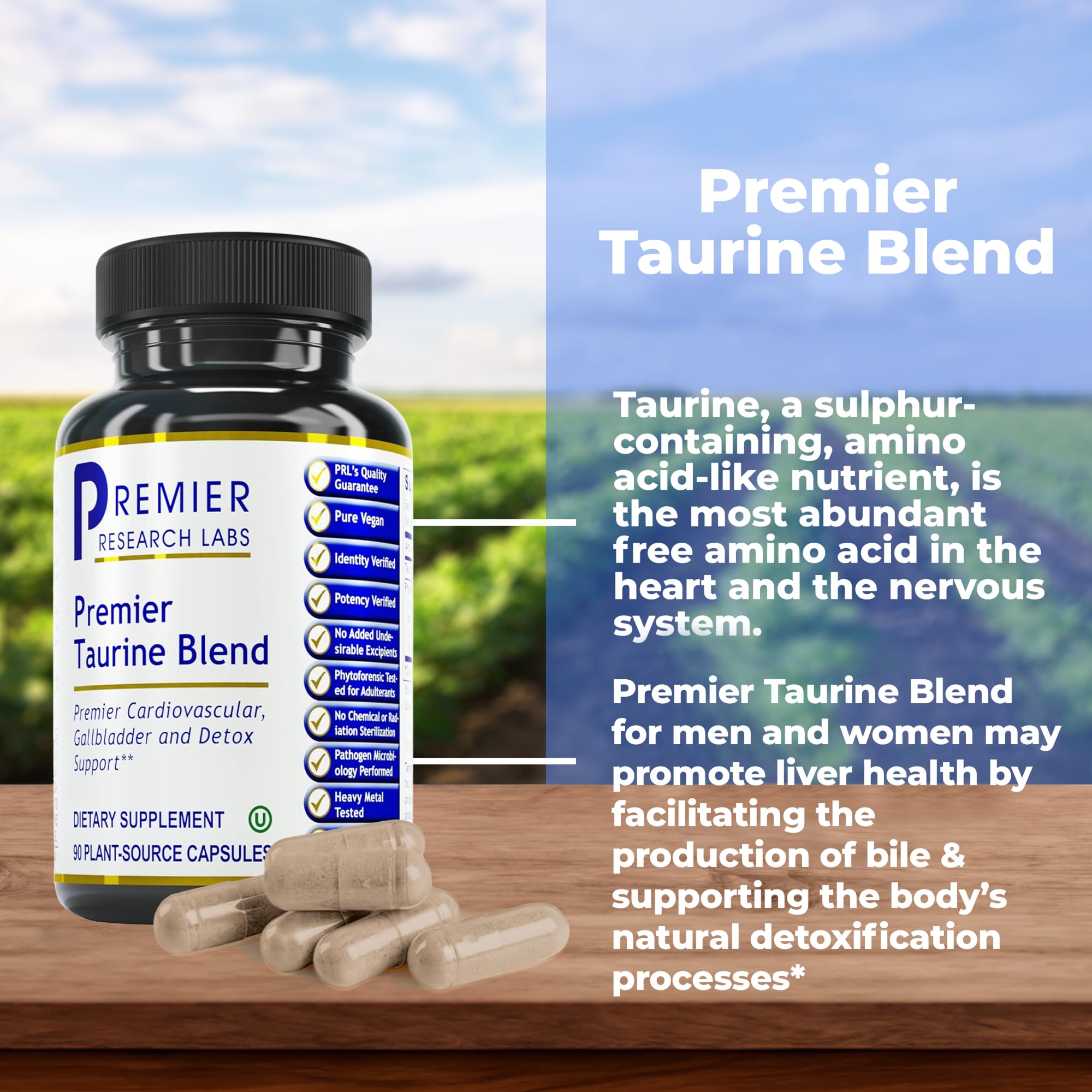 Premier Research Labs Taurine Blend - Taurine Supplement, Taurine Pills, L Taurine Amino Acid Supplement for Liver, Gallbladder, Brain & Heart Health, for Women & Men - 90 Vegetarian Capsules Premier Research LabsAu supplements