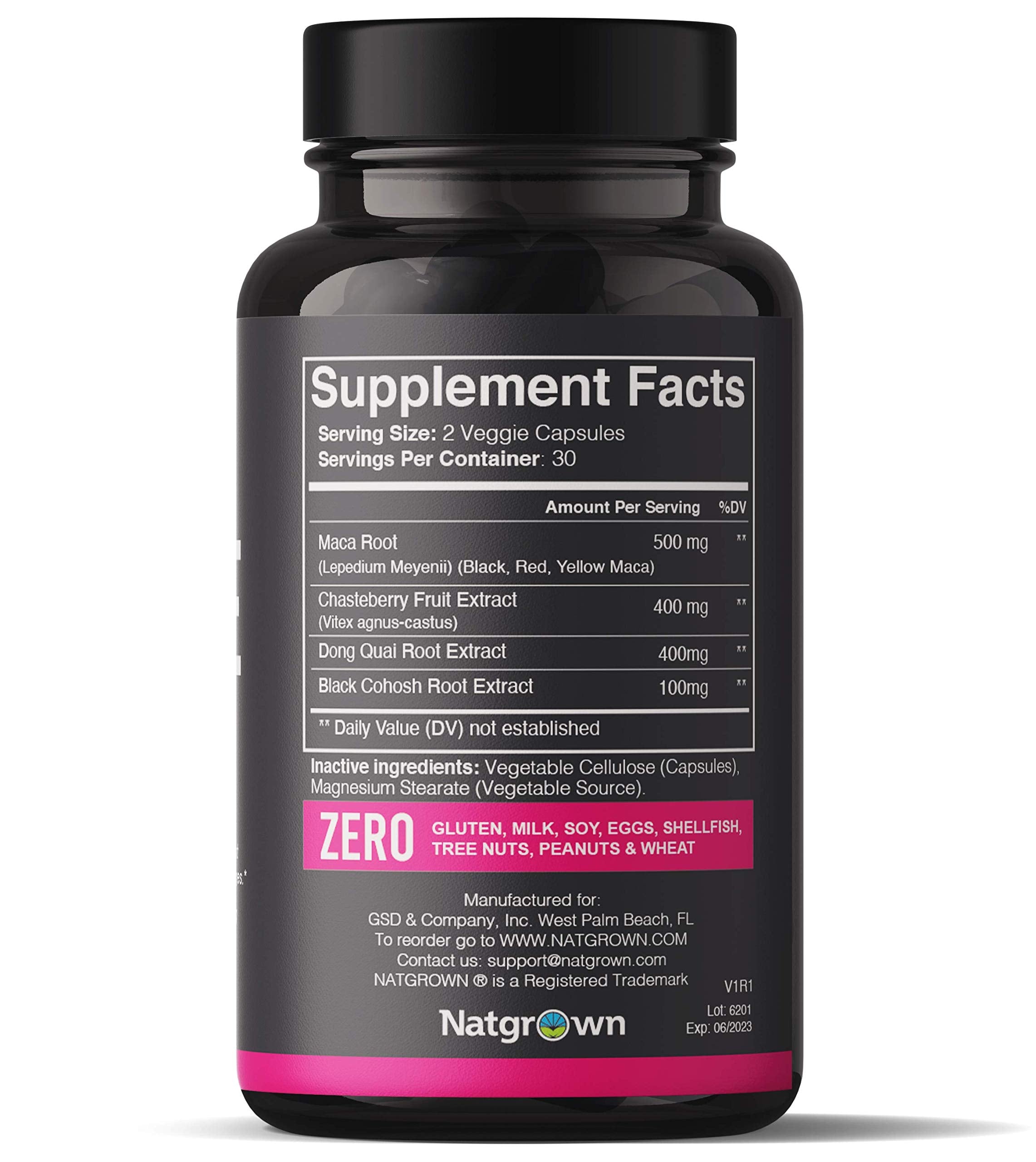 Natgrown Hormone Balance for Women PMS & Menopause Supplement for Fertility Hormonal & Menstrual Support, Helps Relief Hot Flashes - Maca Root, Vitex, Dong Quai & Black Cohosh Complex -Vegan Capsules NatgrownAu supplements