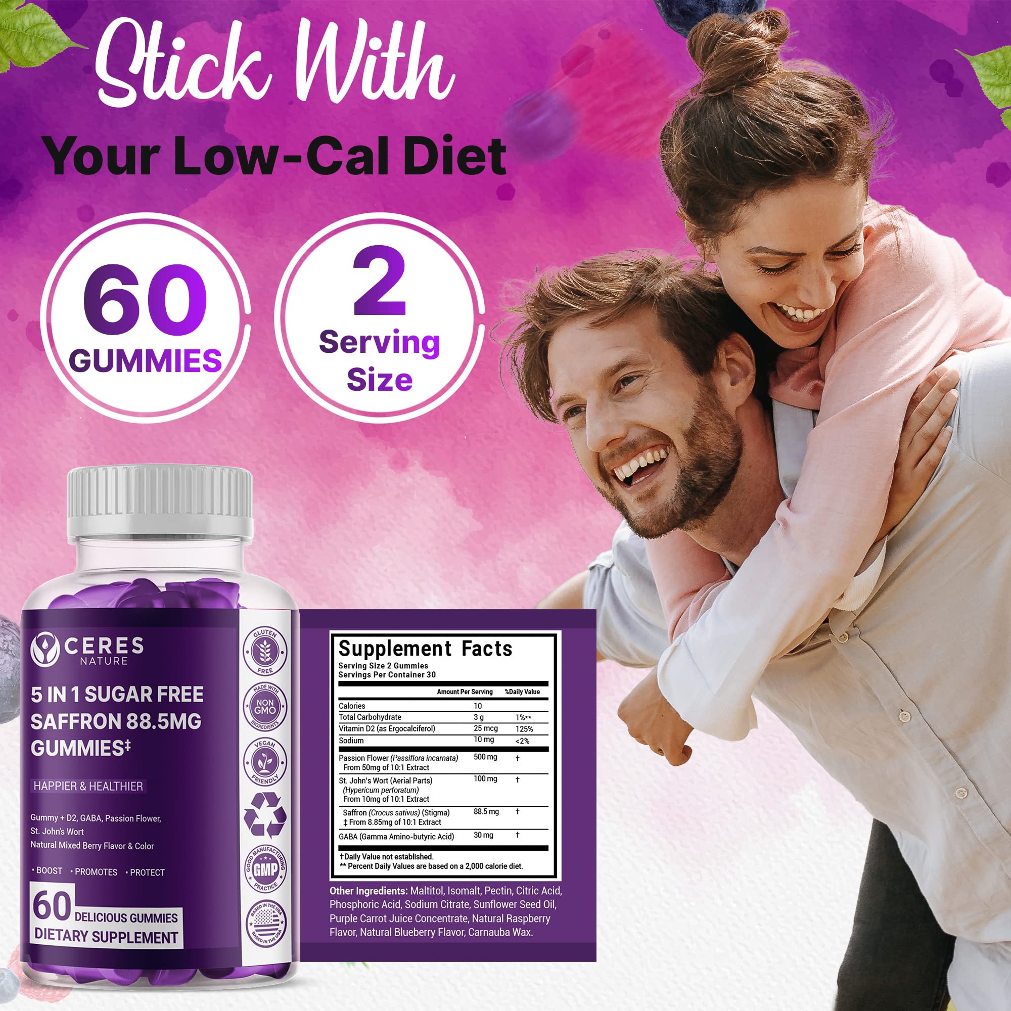 Premium Saffron Extract 88.5mg** Gummy - Appetite Control, Eye Support, Boost Energy Ceres NatureAu supplements