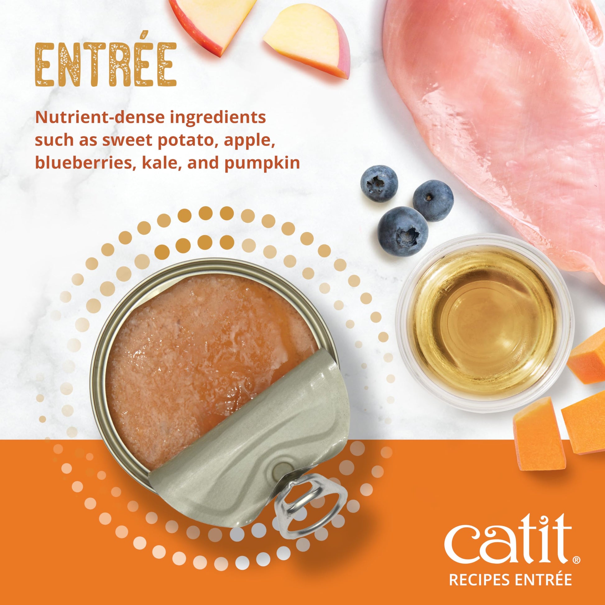 Catit Recipes Adult Chicken Entrée – High-Protein Wet Cat Food with Bone Broth Hydration, Prebiotics & Postbiotics for Gut Health, Omega-3 for Skin & Coat, and Taurine for Heart Support 3oz (12/cs) CatitAu supplements