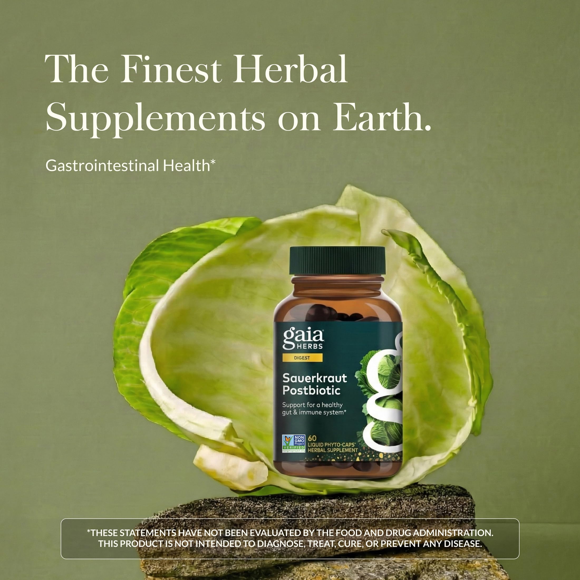 Gaia Herbs Sauerkraut Postbiotic - Gut Health & Immune Support Supplement* - Made with Fermented Sauerkraut - Free from Dairy, Soy & Gluten - 60 Vegan Liquid Phyto-Caps (30 Servings) Gaia HerbsAu supplements