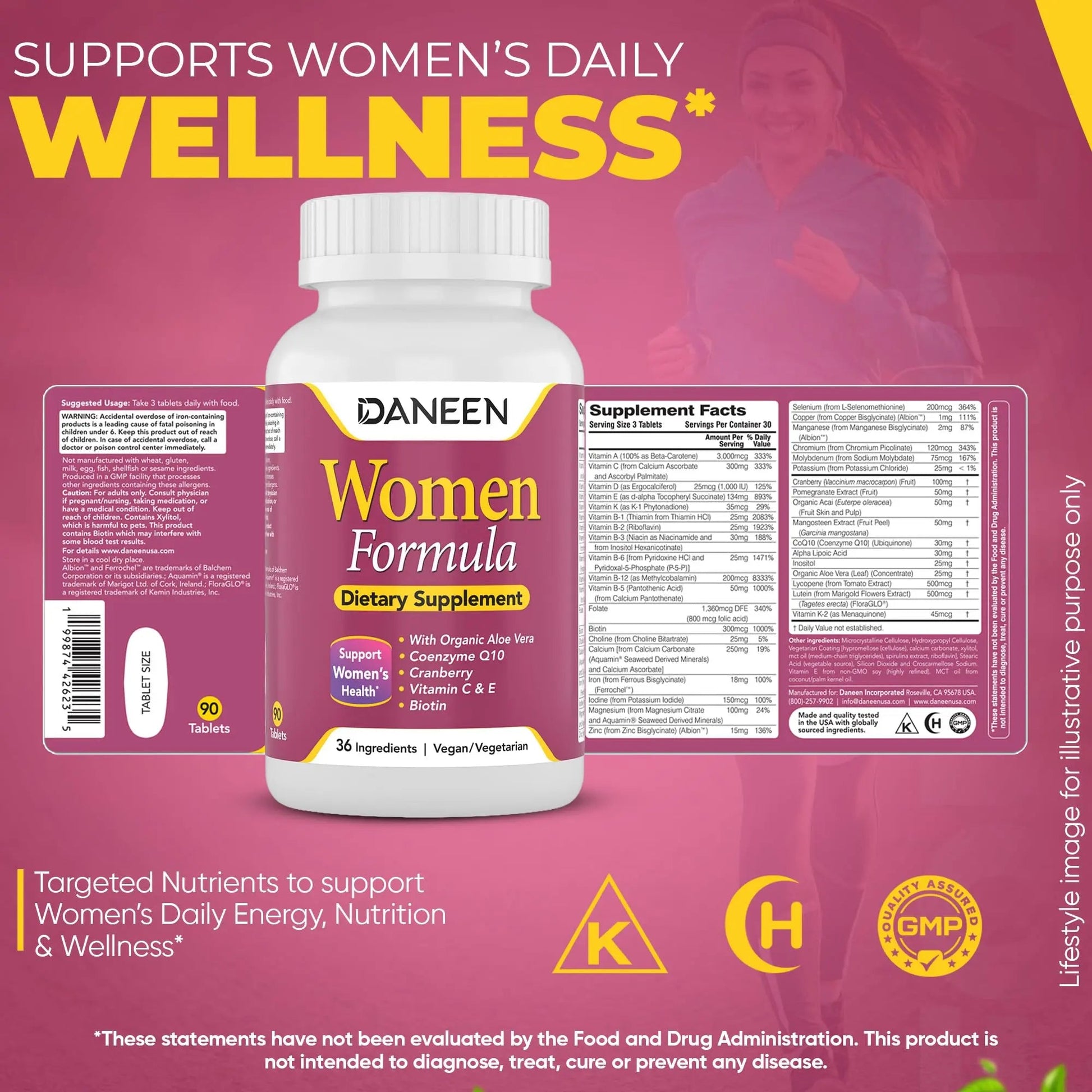 DANEEN Daily Multivitamin for Women - 36 Essential Ingredients - 90 Tablets - Vitamins for Women Multivitamin DANEENAu supplements